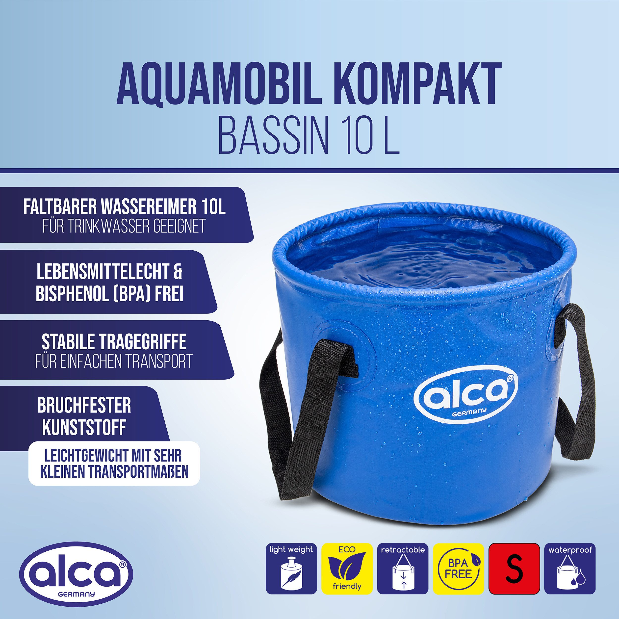 alca Wassertank Falt-Eimer 10L platzsparend uni Angeln Outdoor Planen-Material (1 St)
