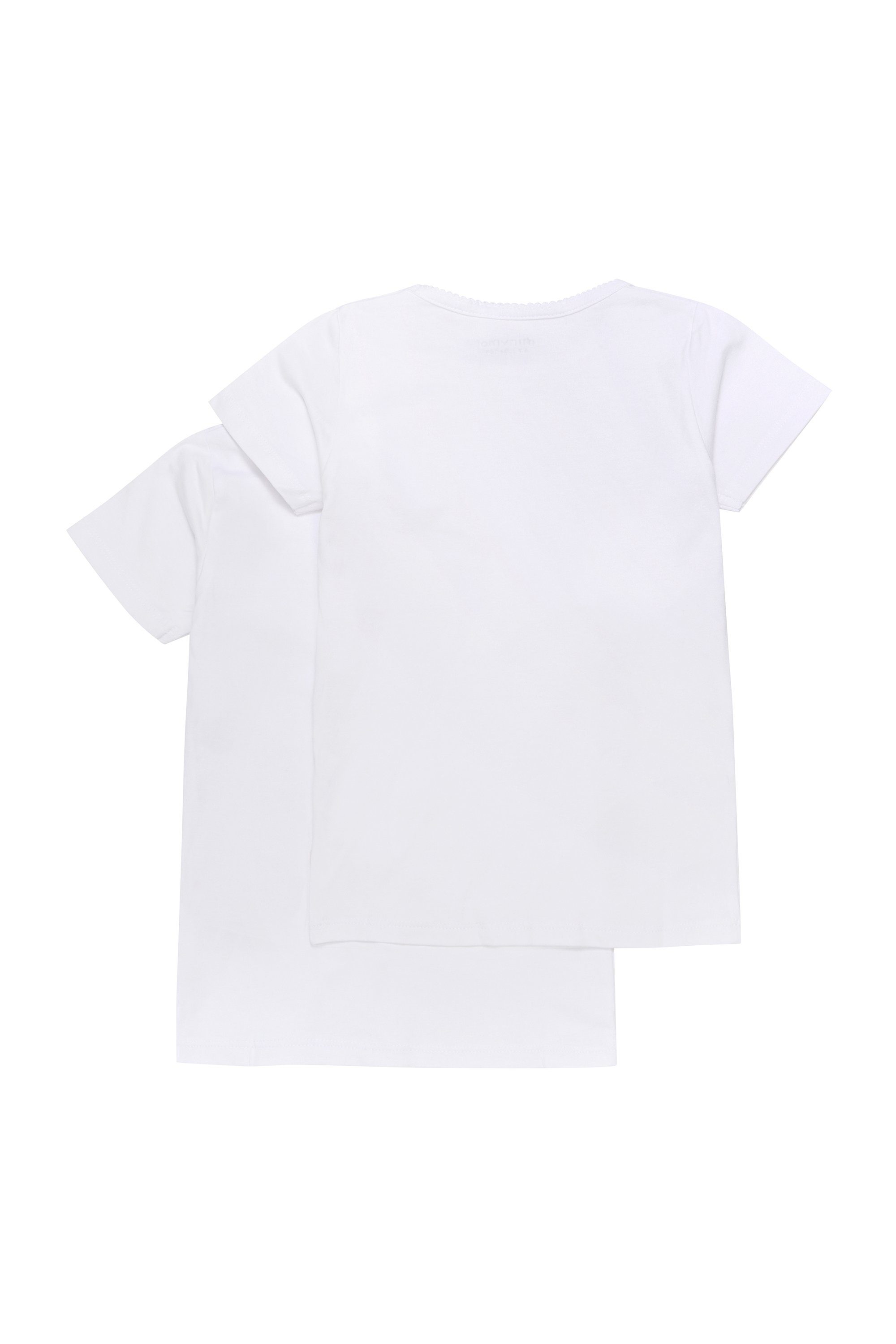 Minymo T-Shirt MIBasic (2-tlg) 2er Pack Kurzarmshirt Basic und mit Print