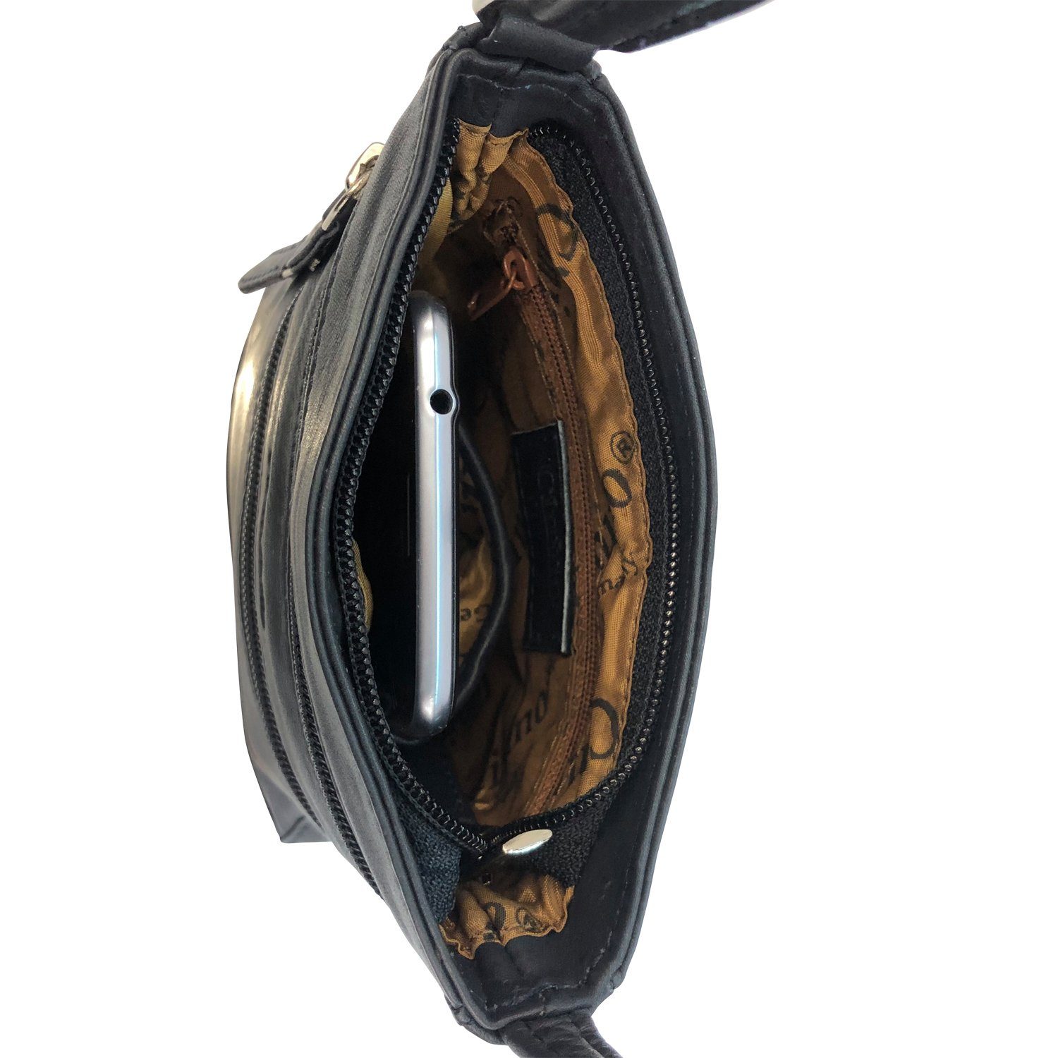 Cinino Handtasche C1935, Umhängetasche Crossoverbag Ledertasche