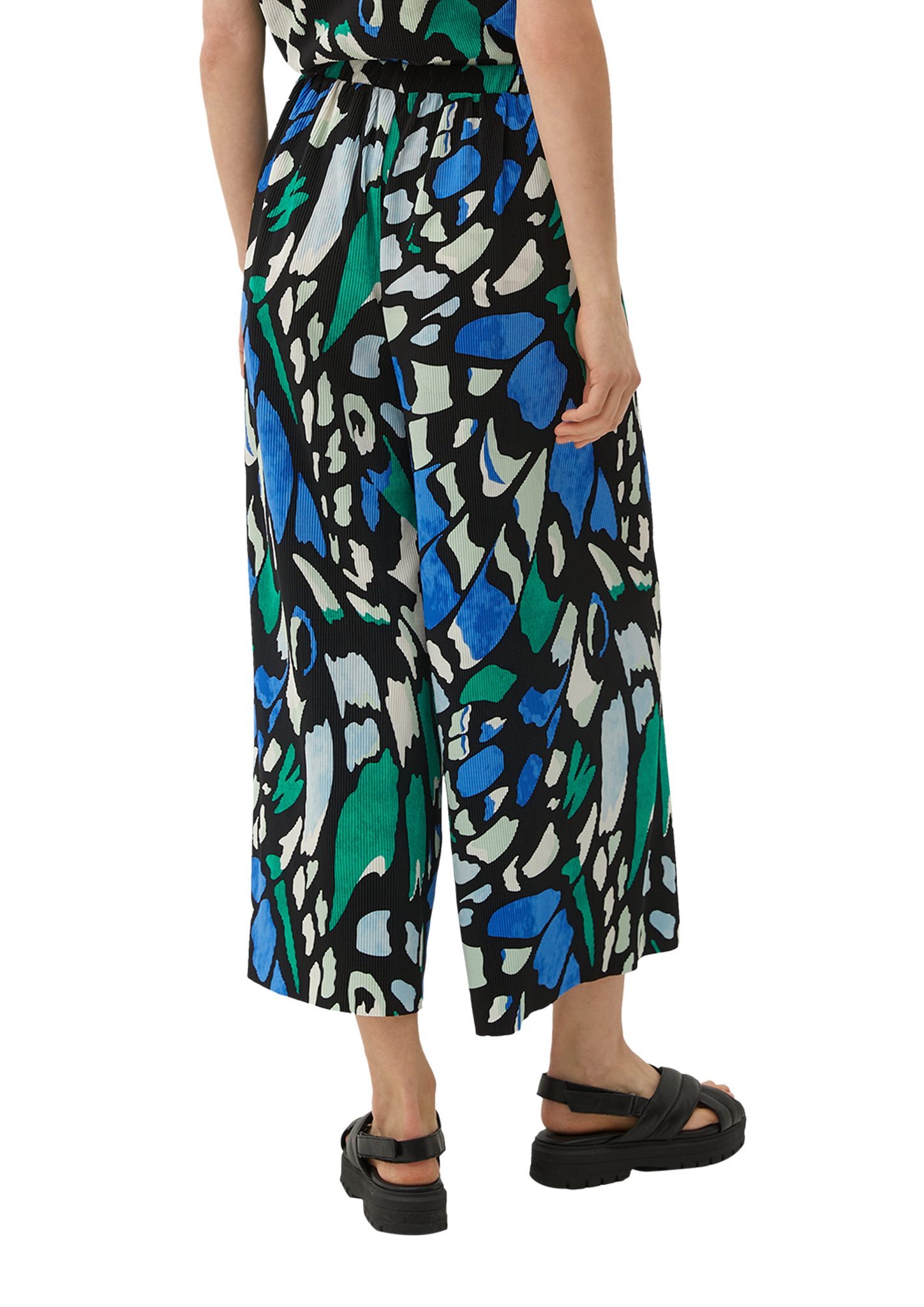 s.Oliver Stoffhose Regular: Culotte mit Allover-Print schwarz