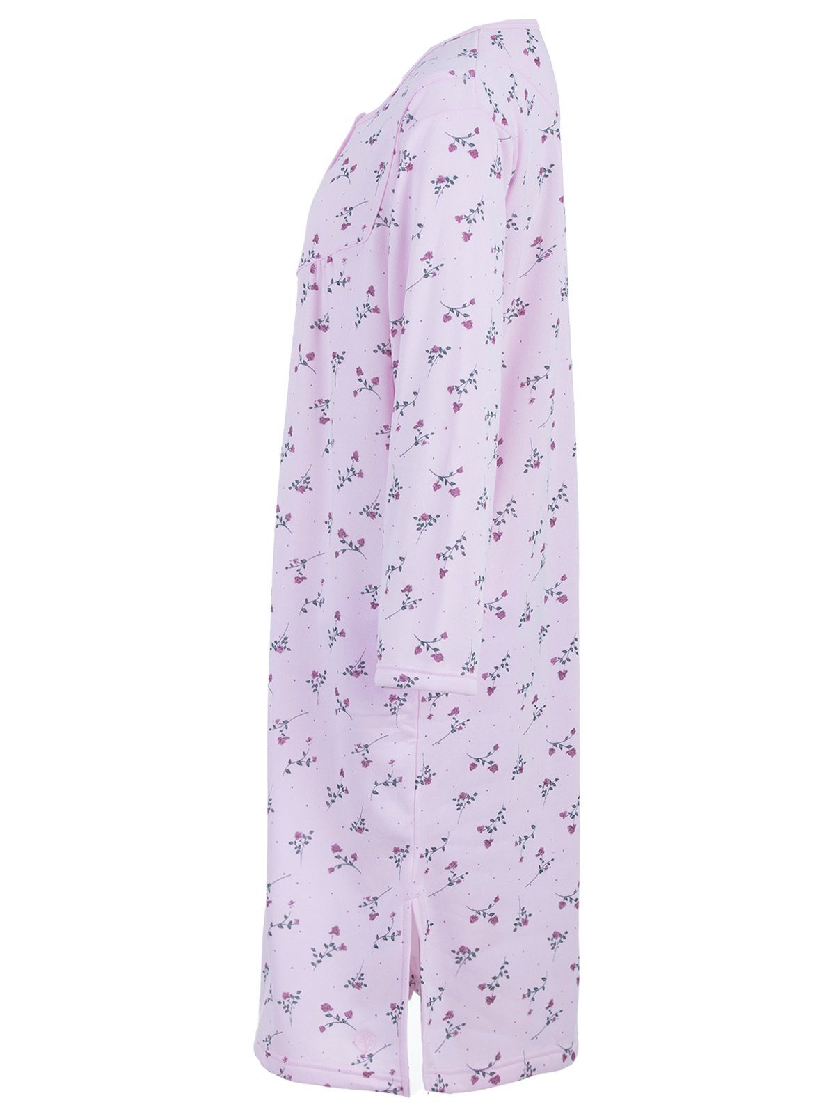 zeitlos Nachthemd Thermo Nachthemd - Blumen Paspel rosa