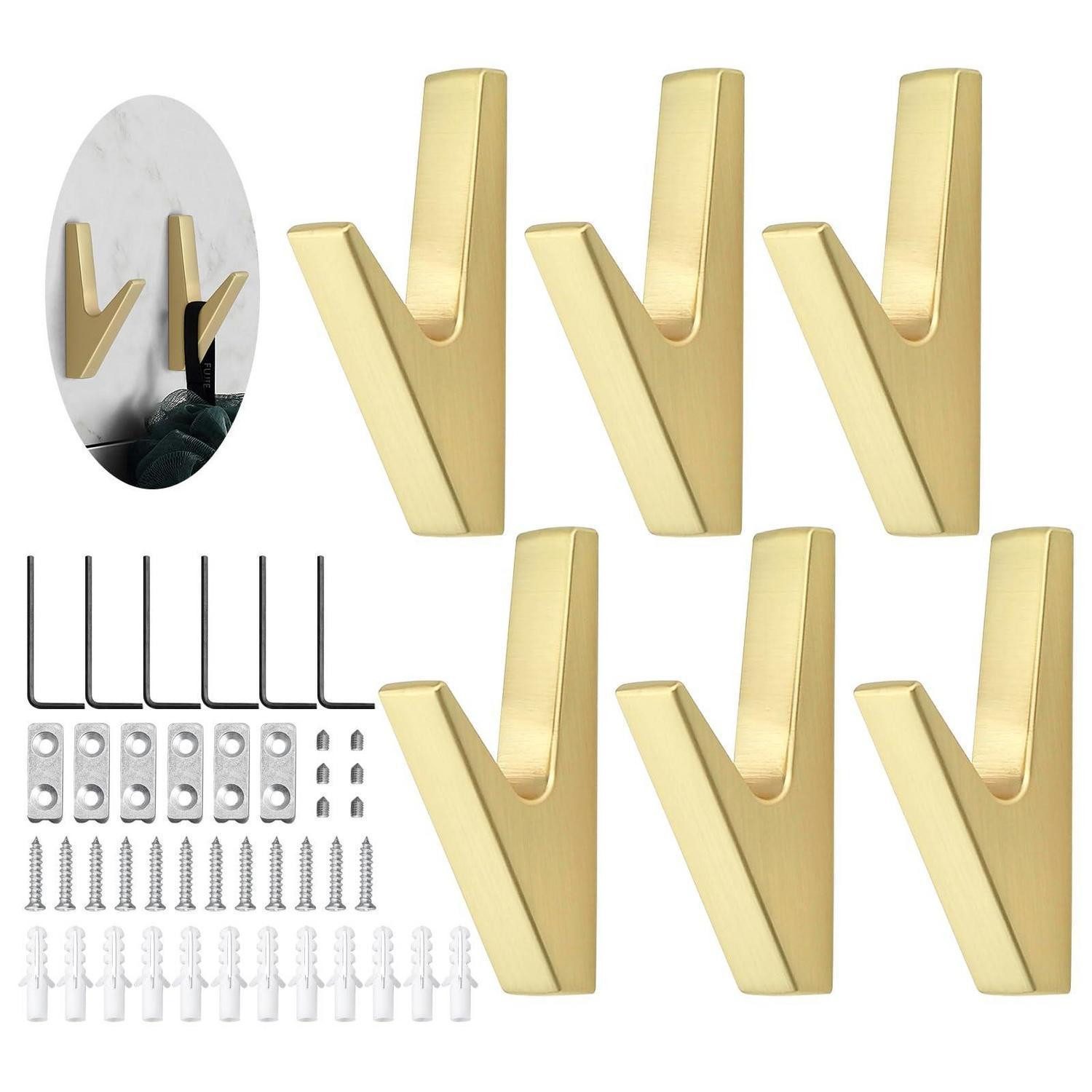 LuxusKollektion Kleiderhaken Garderobenhaken 6er-Set Gold, (6-St)