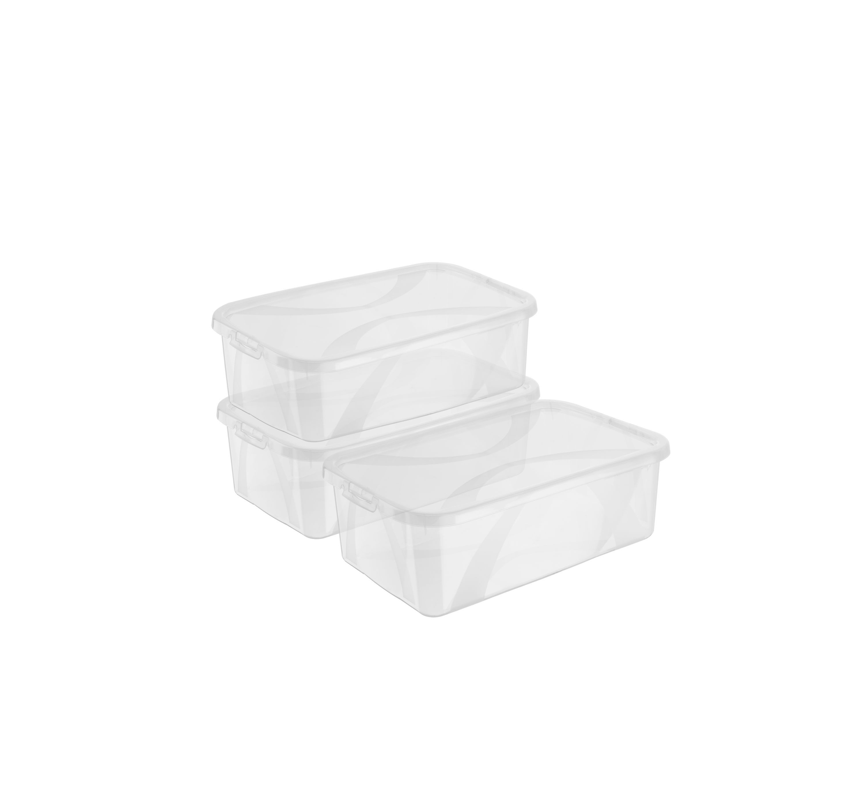 ROTHO Stapelbox ARCO Aufbewahrungsbehälter 3er-Set 5l transparent mit Deckel