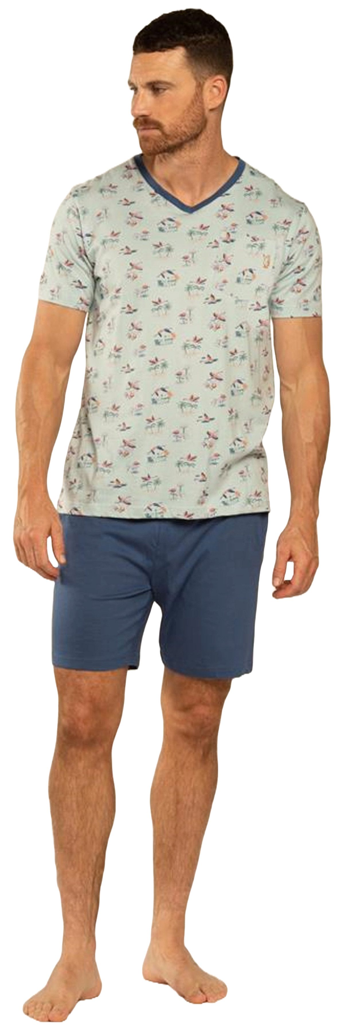 Eskimo Pyjama Herren Shorty Schlafanzug (2 tlg) Baumwolle