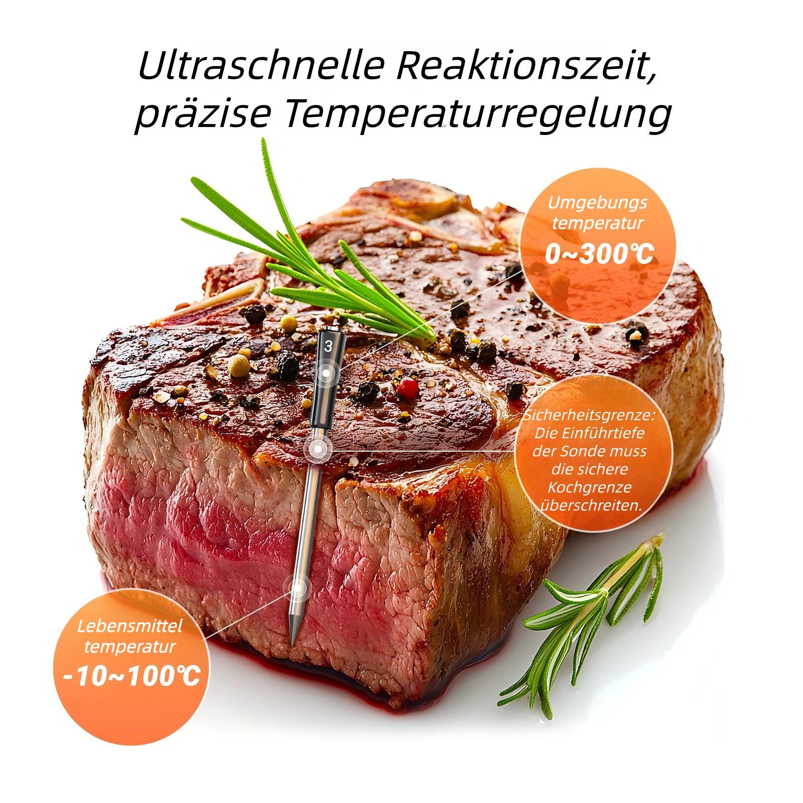 INKBIRD Grillthermometer Kabelloses Fleischthermometer für Ofen, Grill & Smoker, 3 Betriebsmodi, 4 kabellose Sonden, hohe Genauigkeit, IP67 wasserdicht – Bild 5 von 5