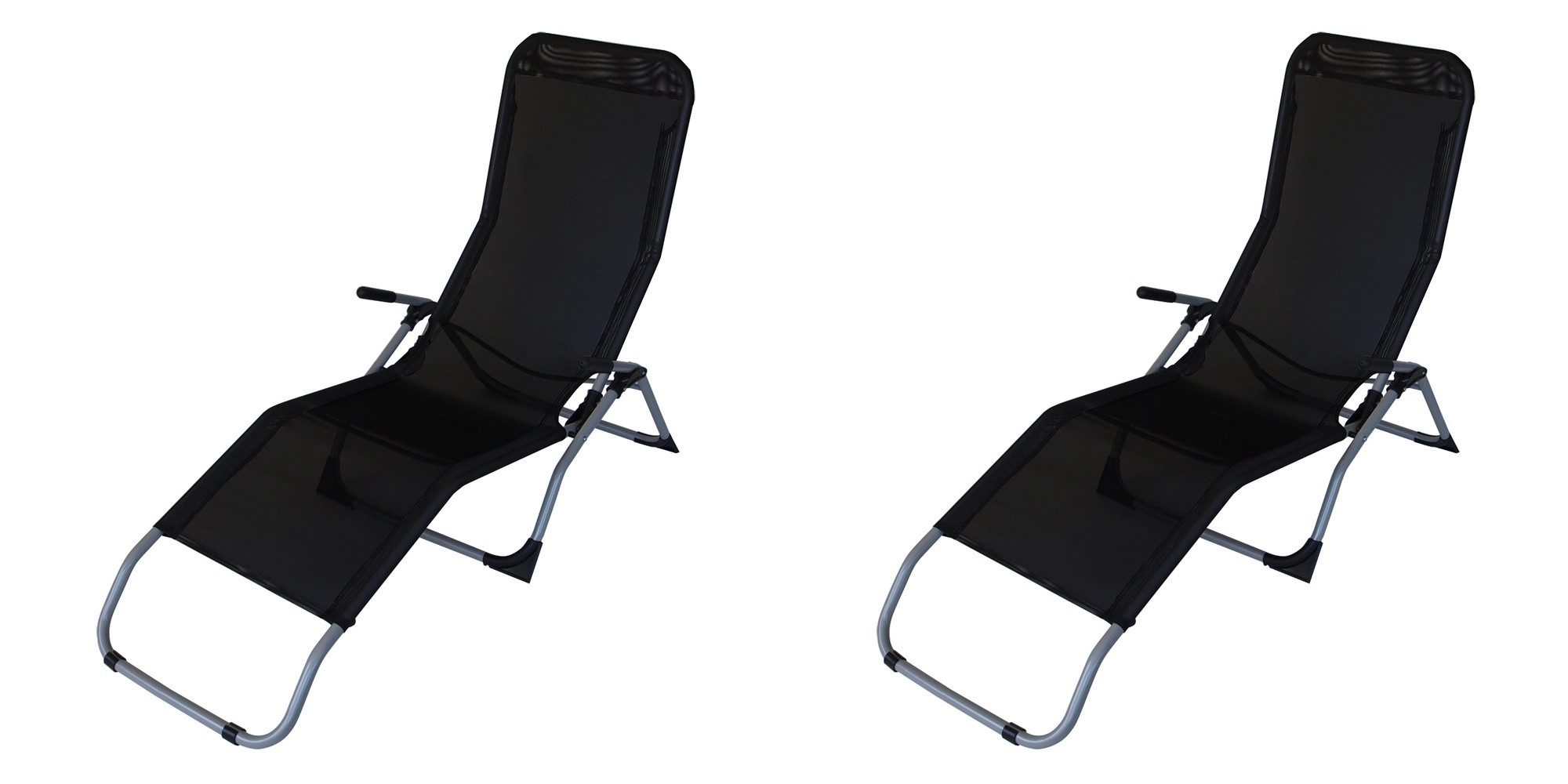 DEGAMO Wellnessliege SYLT, 2 St., Stahl silbergrau, Kunstgewebe schwarz, faltbar kippbar