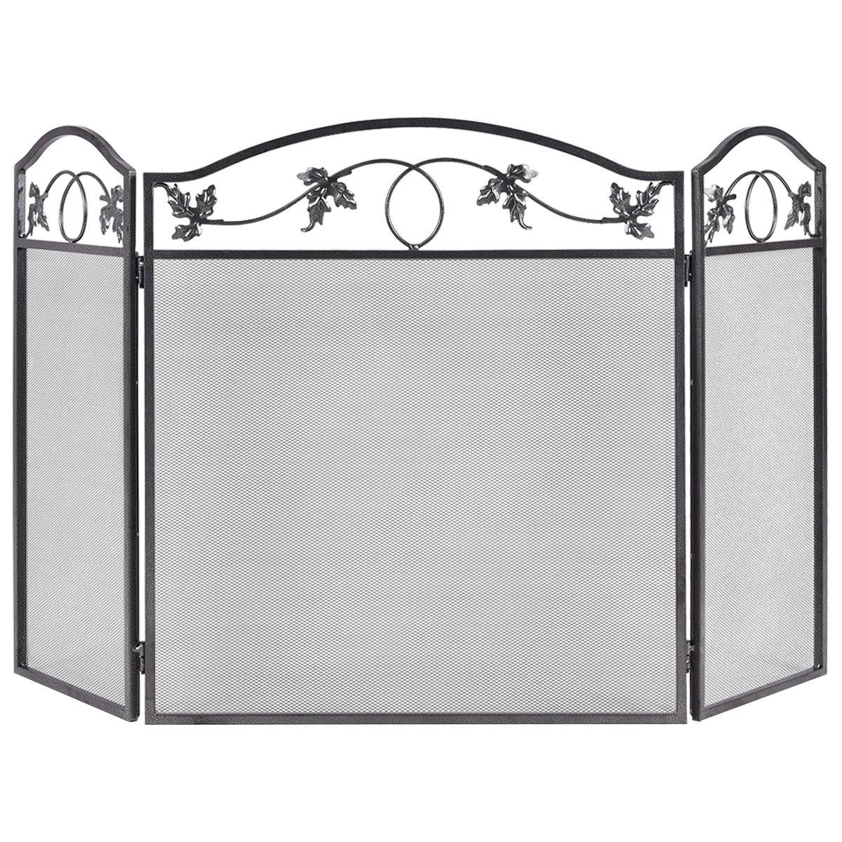 KOMFOTTEU Kamingitter, 3-Panel Funkenschutzgitter, klappbar