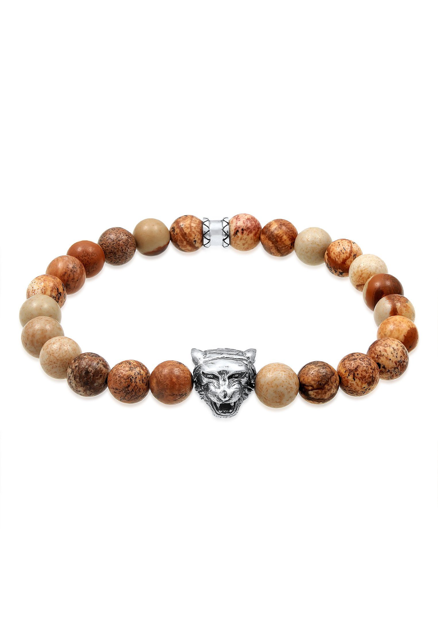 Kuzzoi Armband Herren Achat Tigerkopf Bead Oxidiert 925 Silber