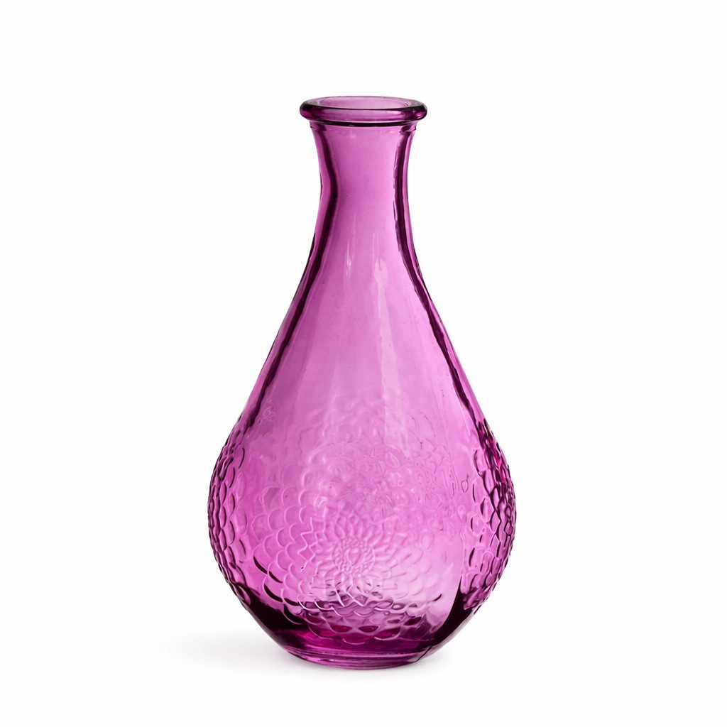 finehomegarden Dekovase 3x Glas Flasche DAHLIA Ø9cm H16cm Glasflasche 3erSet Flasche Glasvase (3er Set, 3 St., 3 Vasen), Vintage Vase pink, ocean rosa smaragd, grün 5Farben wählbar