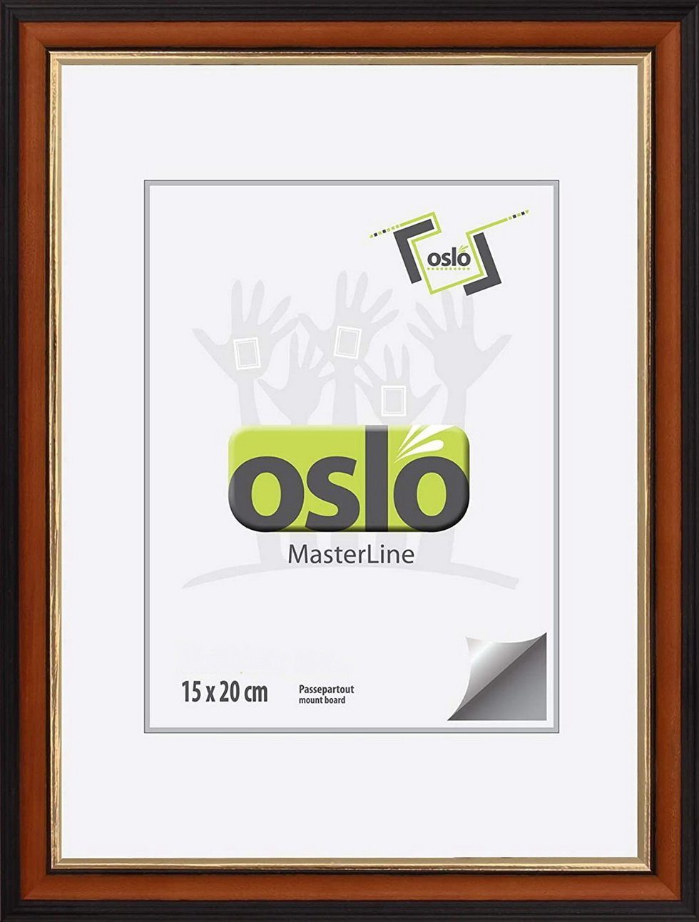Oslo MasterLine Einzelrahmen Bilderrahmen 15 x 20 cm Holz FSC mit Echtglas und stabilem Aufsteller, (braun-gold} {gold} {rot} {silber} {weiß gekalkt), Portraitrahmen Hoch- und Querformat