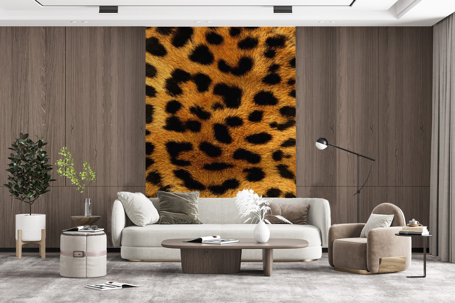 Matt, Tapete Wild, Wohnzimmer, Montagefertig Leopard bedruckt, Fototapete Tierfell MuchoWow - Wandtapete Vinyl für (3 St), -