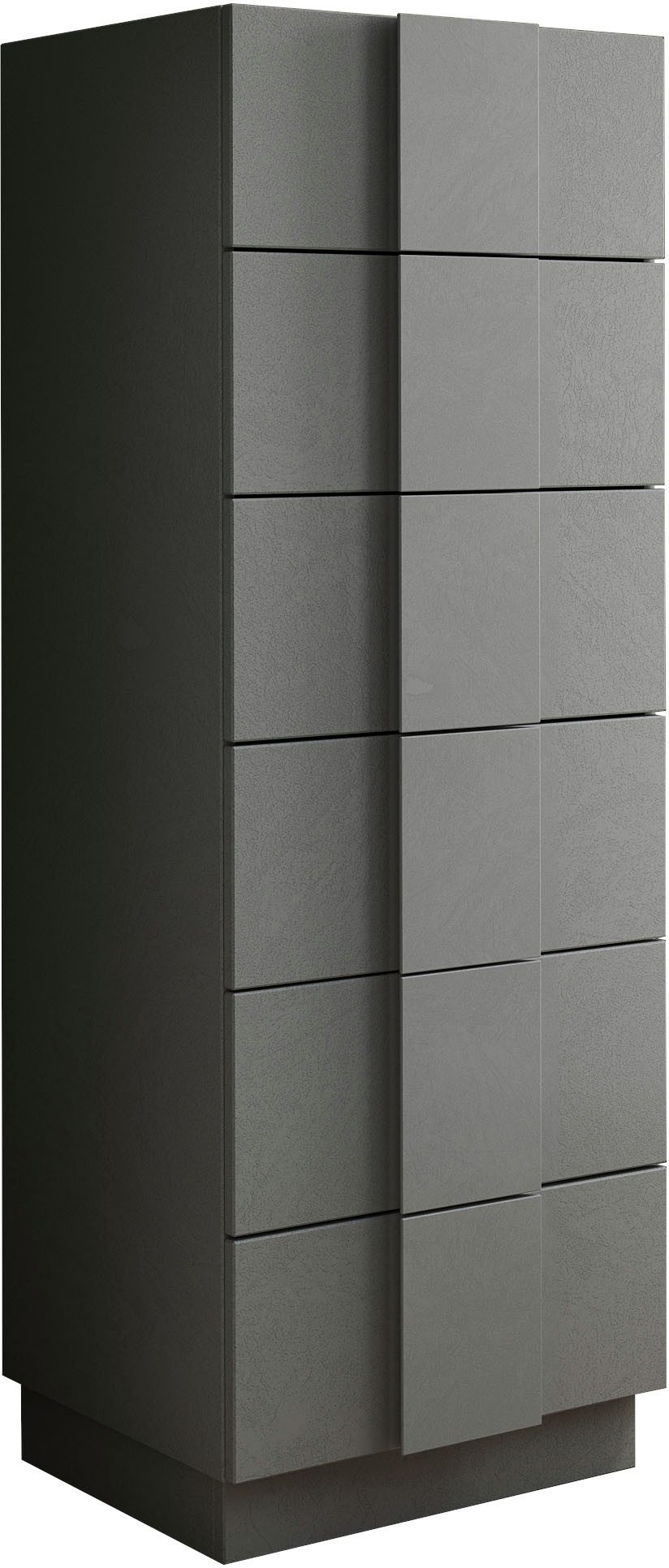 INOSIGN Schubkastenkommode Jupiter, Kommode, Beistellkommode, Hochkommode, 6 Schubladen, B/T/H 50/138/42 cm, moderne Griffblende, trendiges Steingrau, kompakt