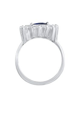 Elli Fingerring Cocktailring Saphirblau Royal Zirkonia 925 Silber, Cocktailring