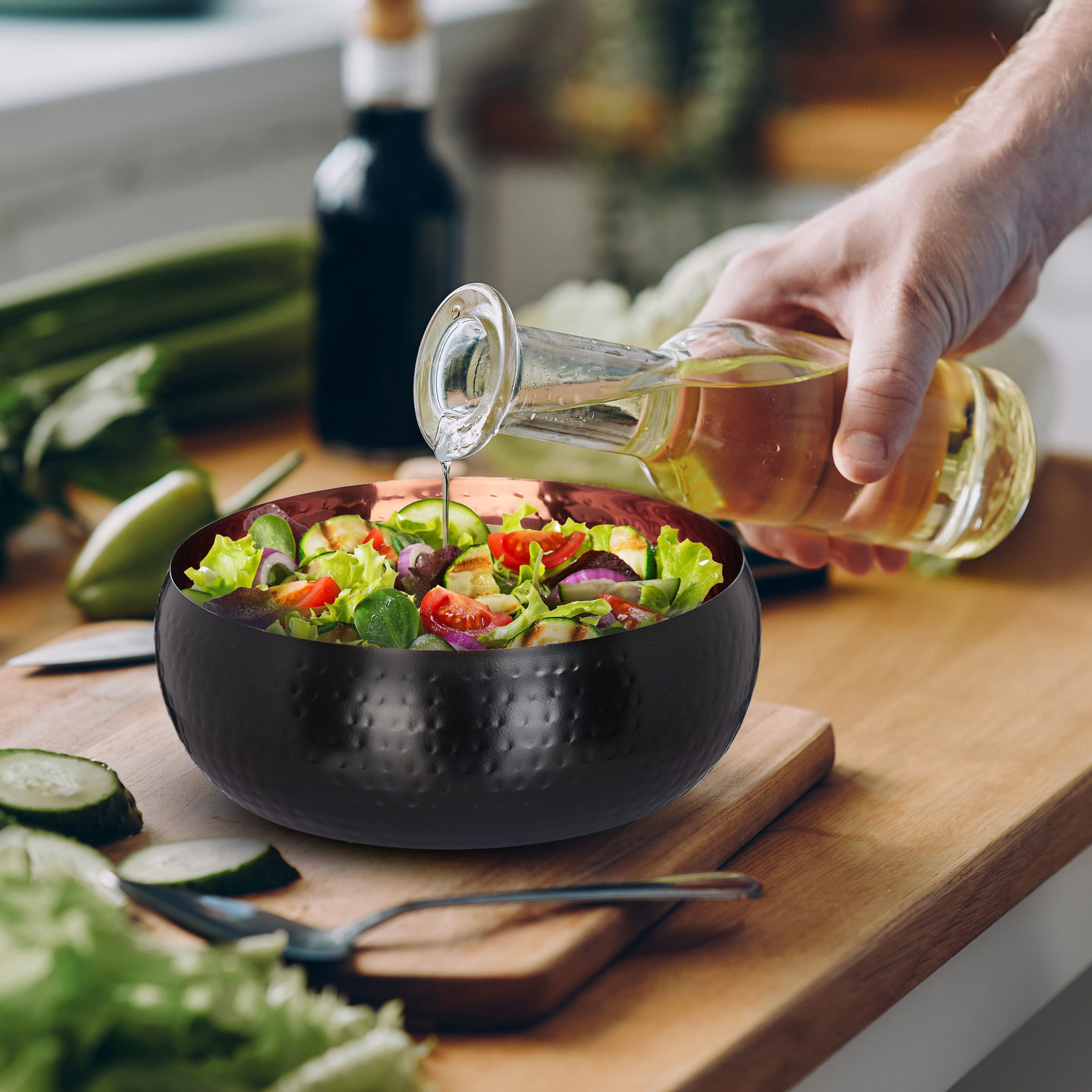 relaxdays Servierschüssel 2 x Servierschüssel gehämmert - Ø 13 cm, Edelstahl