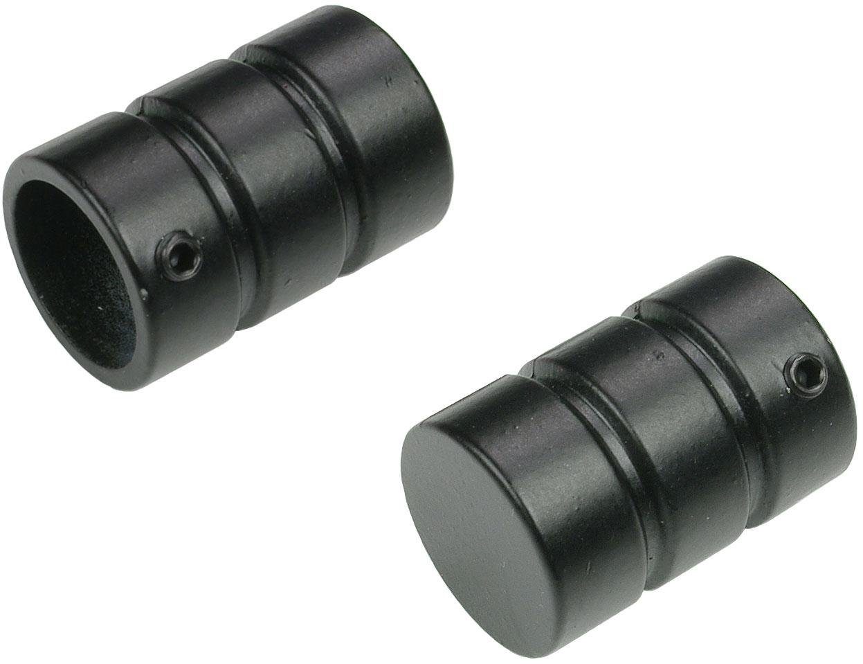 Gardinenstangen-Endstück Zylinder mit Rille, Liedeco, Gardinen, (Set, 2-St), für Gardinenstangen Ø 16 mm schwarz