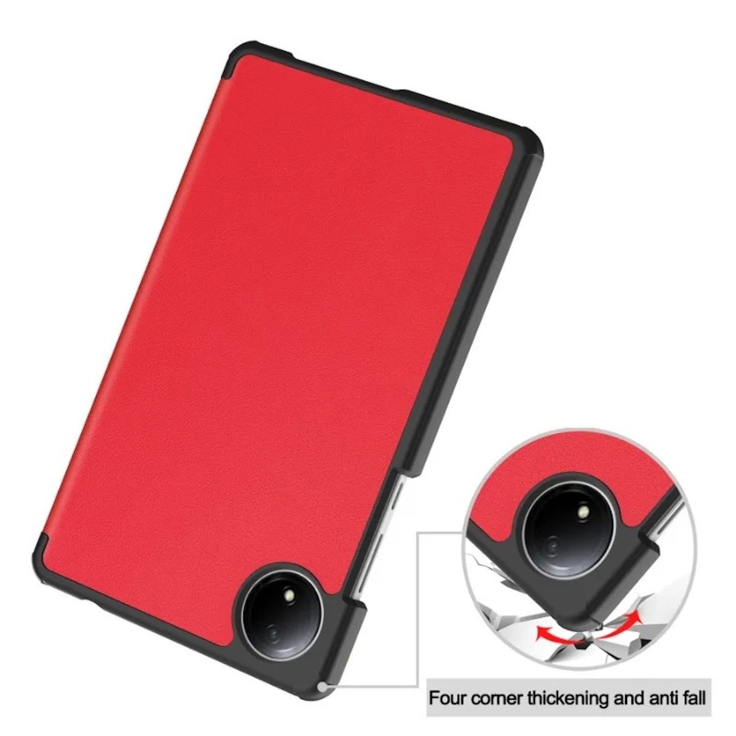Wigento Tablet-Hülle Für Xiaomi Redmi Pad SE 8.7 3folt Wake UP Smart Tasche Hülle Case Rot, 3-Fach Halterung, Kratzfest, Leicht