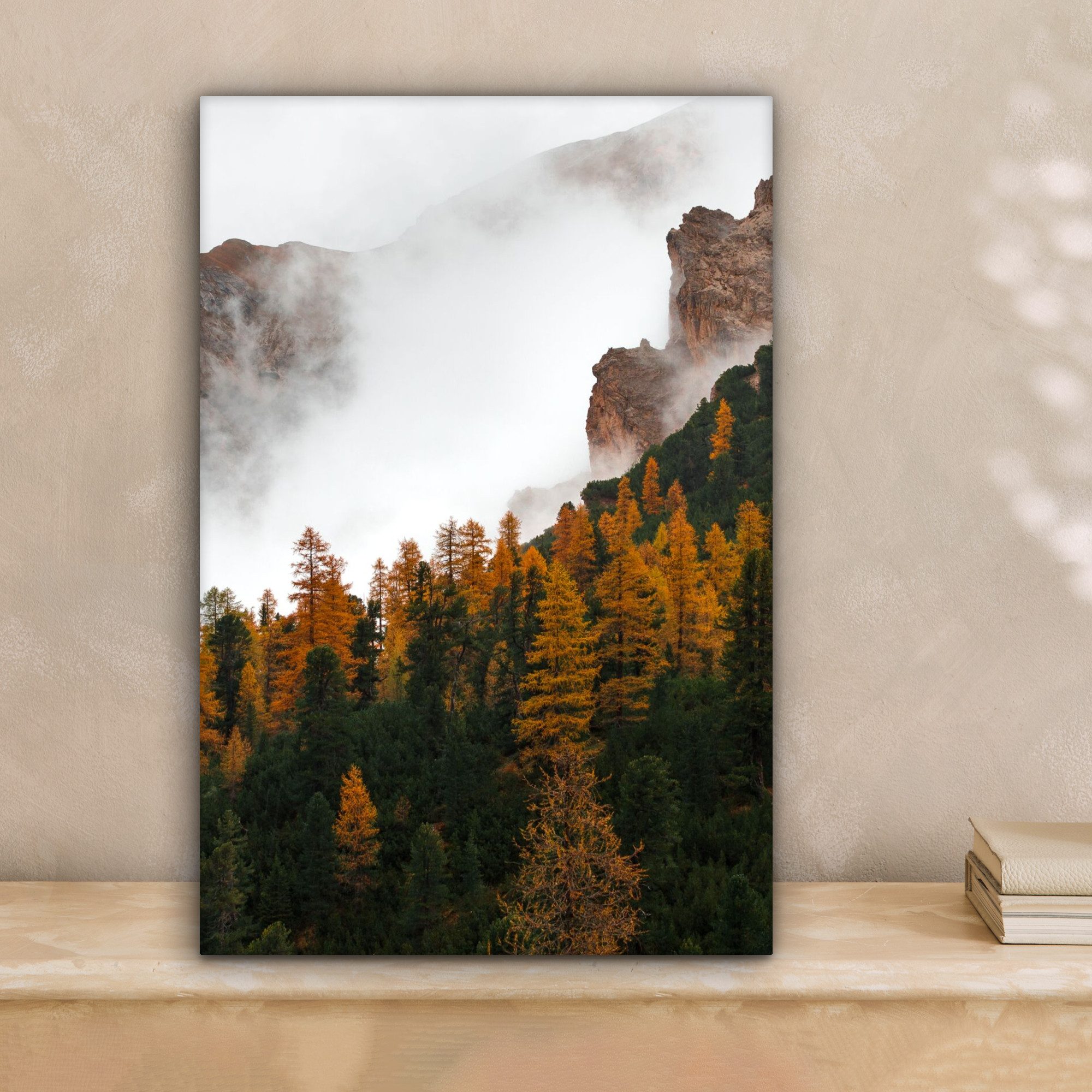 OneMillionCanvasses® Leinwandbild Kiefer - Herbst - Berg - Landschaft, Fotodruck (1 St), Leinwand Canvas Wandbild, Wanddekoration 20x30 cm – Bild 2 von 5