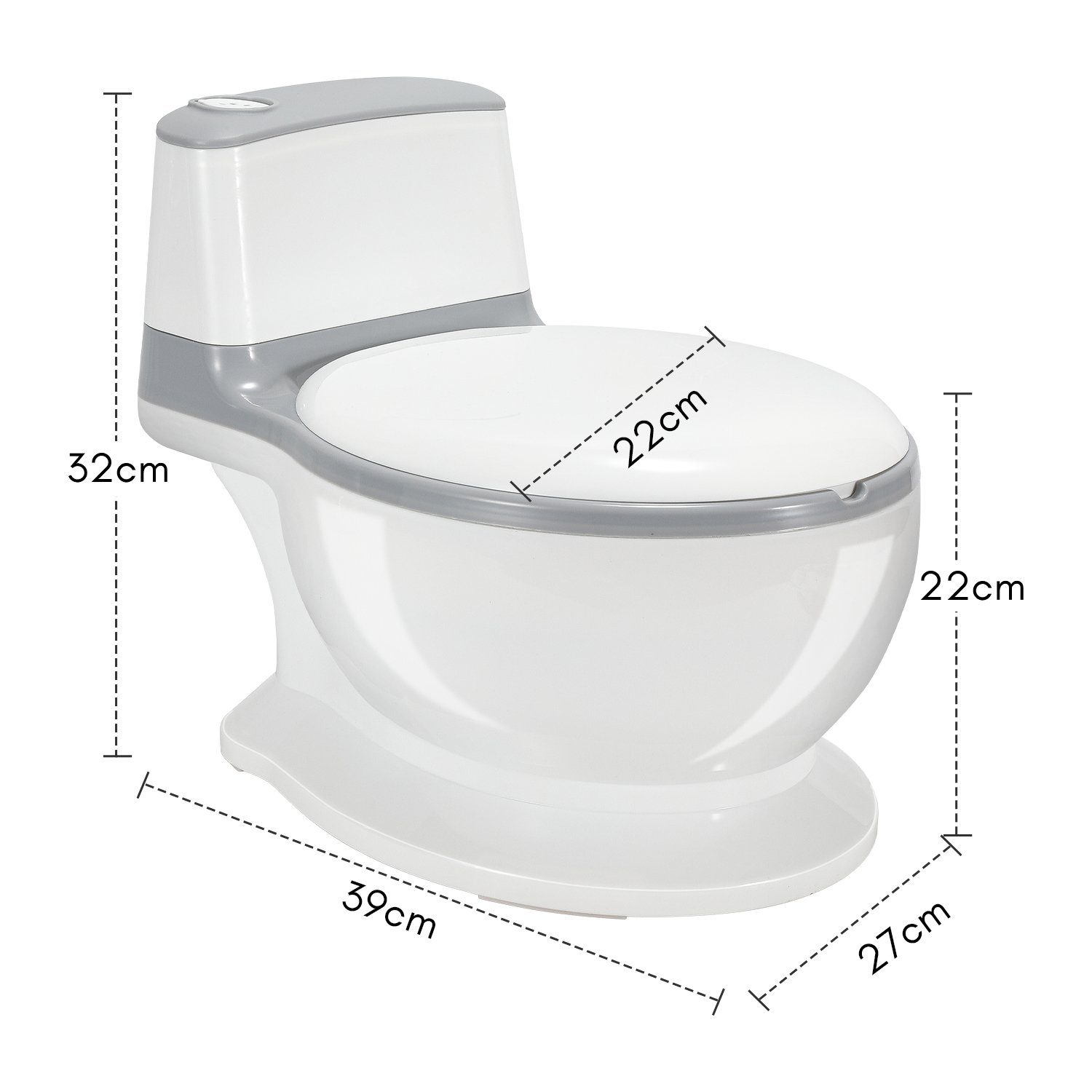 Clanmacy Toilettentrainer WC Potty weiß Toilettentrainer Kinderklo Lern Töpfchen mit Spülsound, Kindertoilette