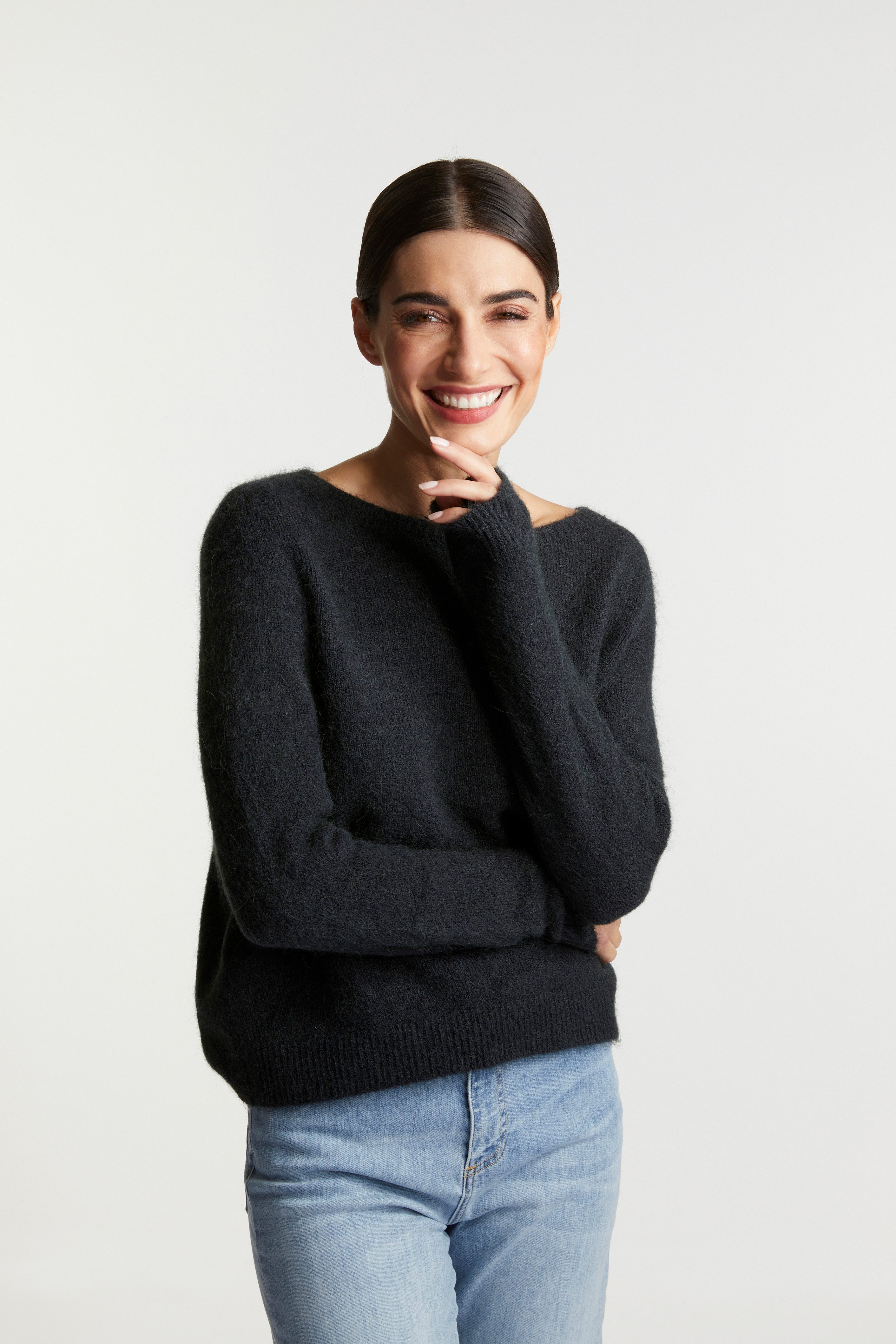 RICHROYAL Rundhalspullover in flauschiger Qualität günstig online kaufen