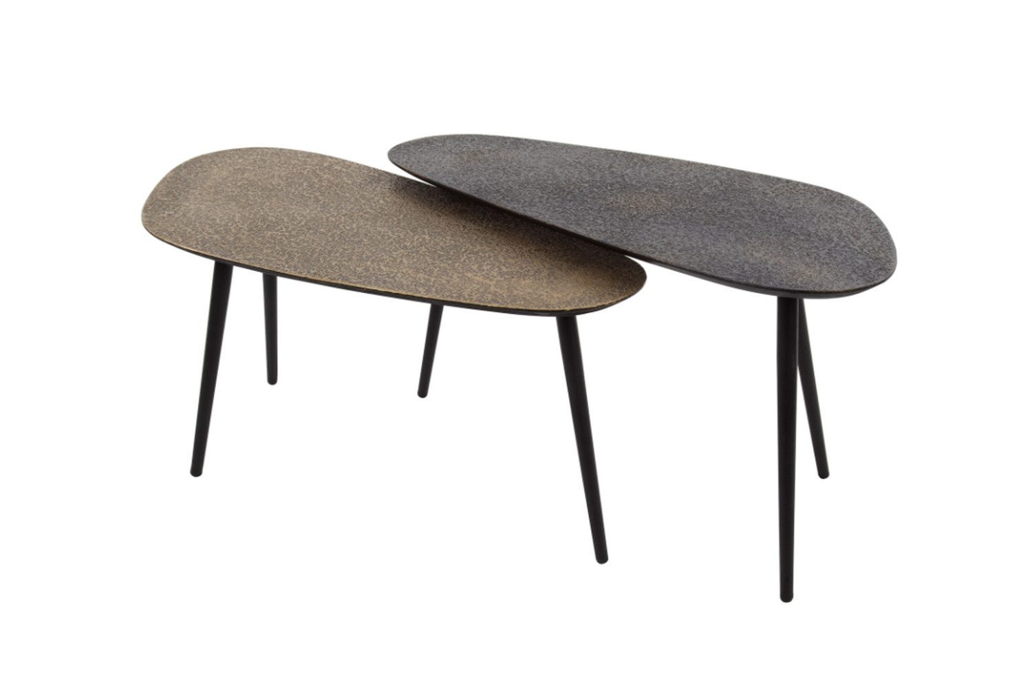 KAWOLA Couchtisch LAUCA (Set, 2-St), Metall schwarz / bronze nierenförmig