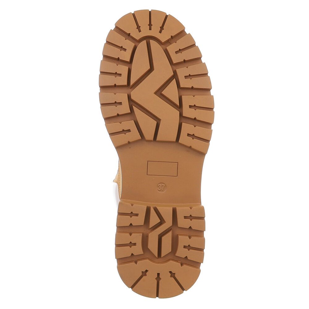 Ital-Design Damen Schnürschuhe Freizeit Stiefelette (87740342) Blockabsatz Plateaustiefeletten in Camel