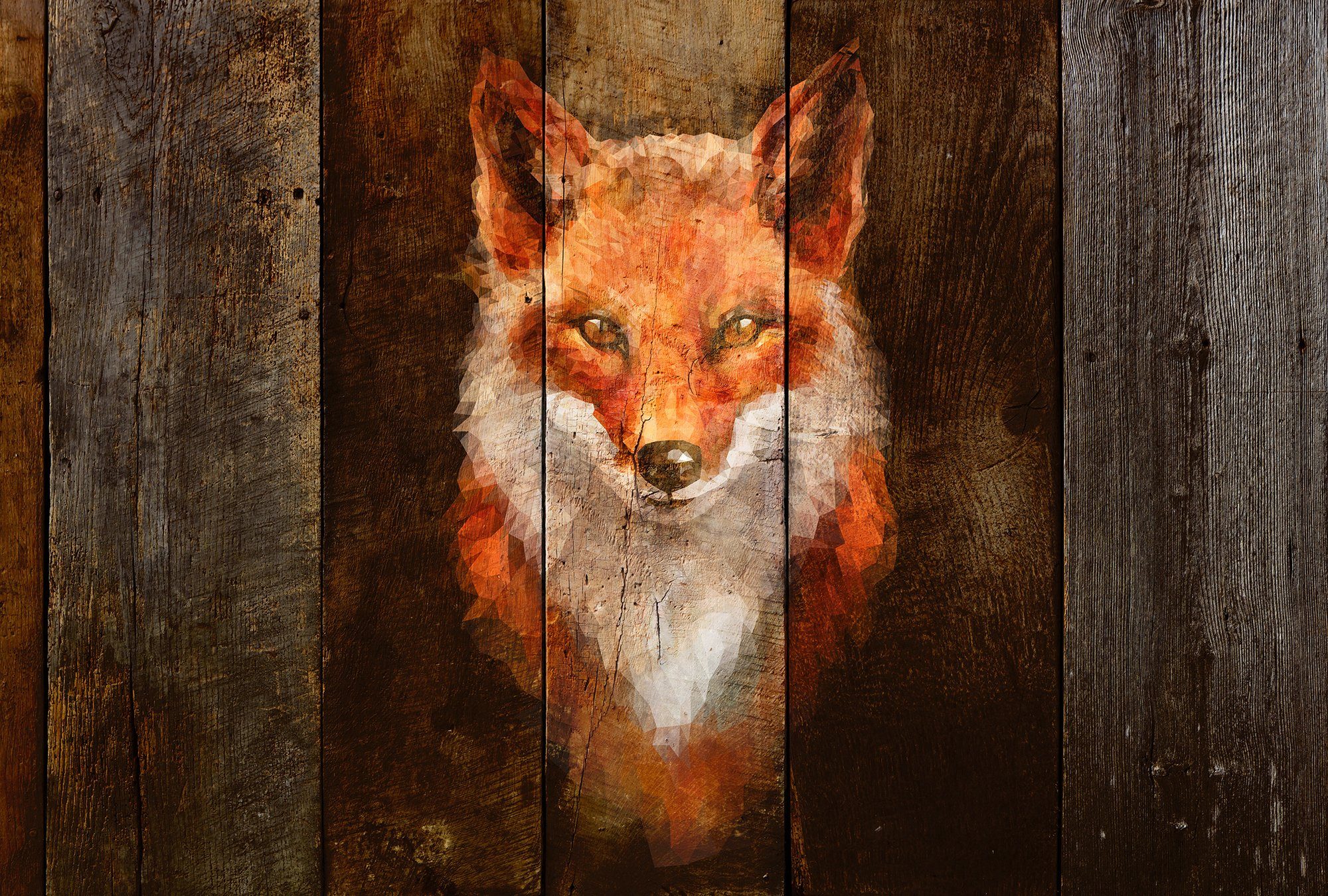 Architects Paper Fototapete Atelier 47 Polygon Fox 2, glatt, Holz, (4 St), Vlies, Wand, Schräge, Decke