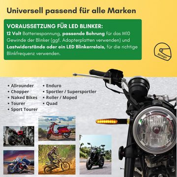 Binego Blinker LED Motorrad E Geprüft Mini mit Lauflicht Universell, Lauflicht Blinker, LED fest integriert, Gelb, StVZO konform