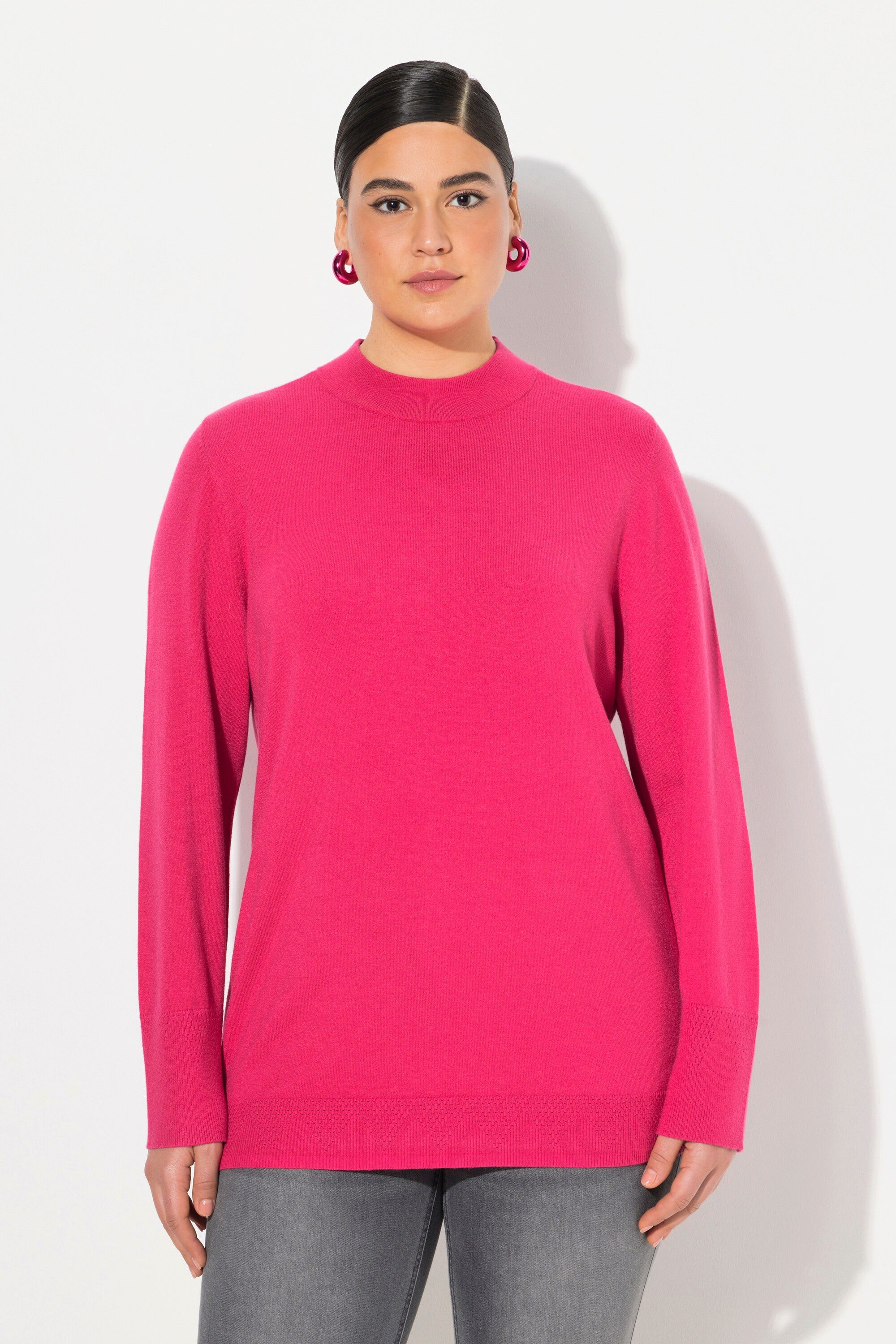 Ulla Popken Strickpullover Pullover Stehkragen Langarm günstig online kaufen