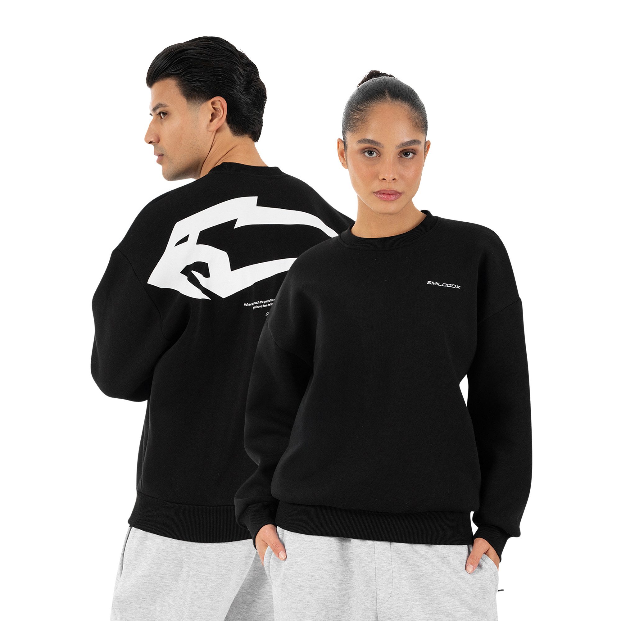 Smilodox Sweatshirt Tane, Herren & Damen Unisex Oversize Pullover mit Backprint & Logo weiches Material, Frontlogo, Rundhals, Oversize, Streetwear