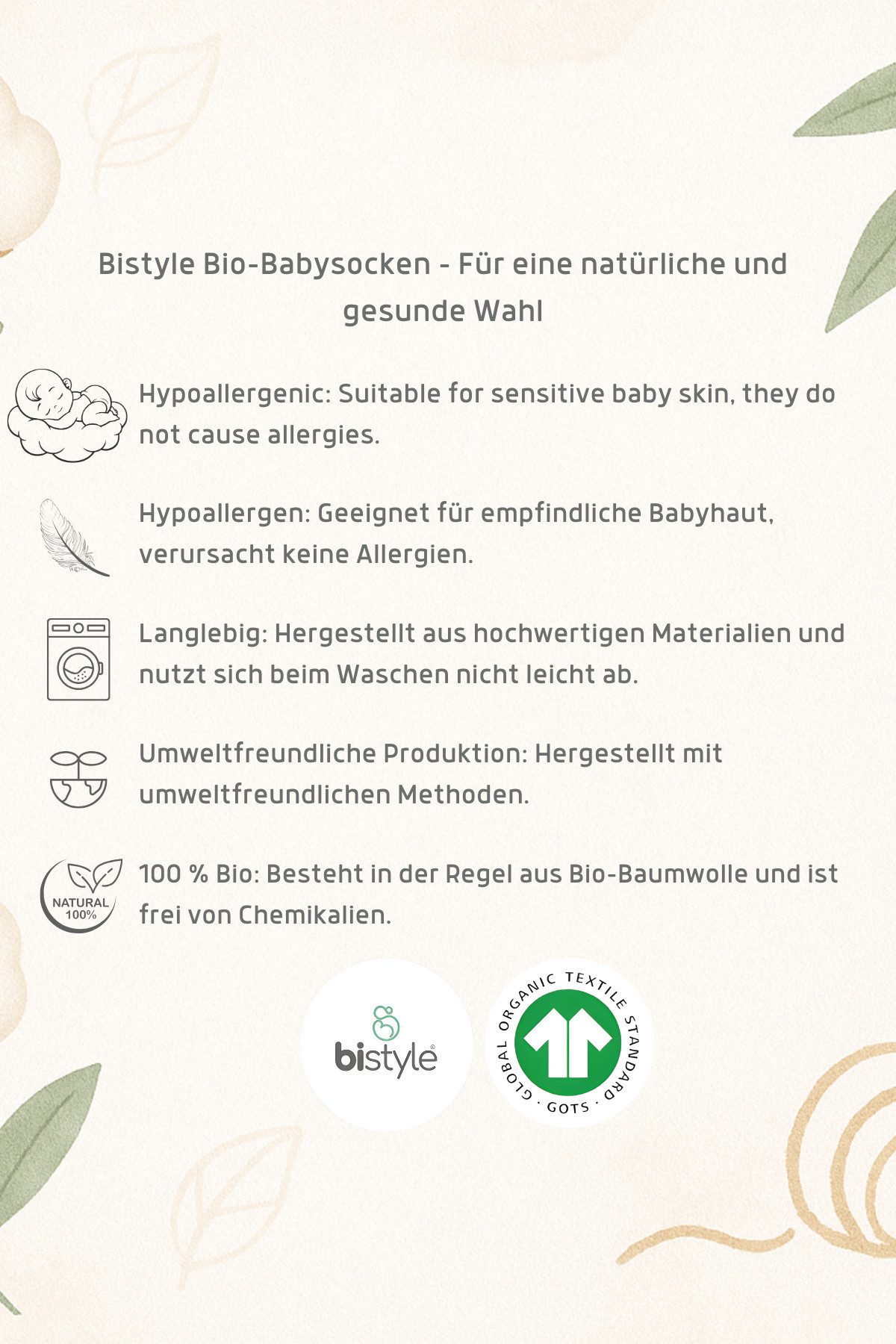 bistyle ABS-Socken Baby Tennissocken 4er Pack, Frottee Socken, Anti-Rutsch (Set, 4er Pack) – Bild 5 von 5