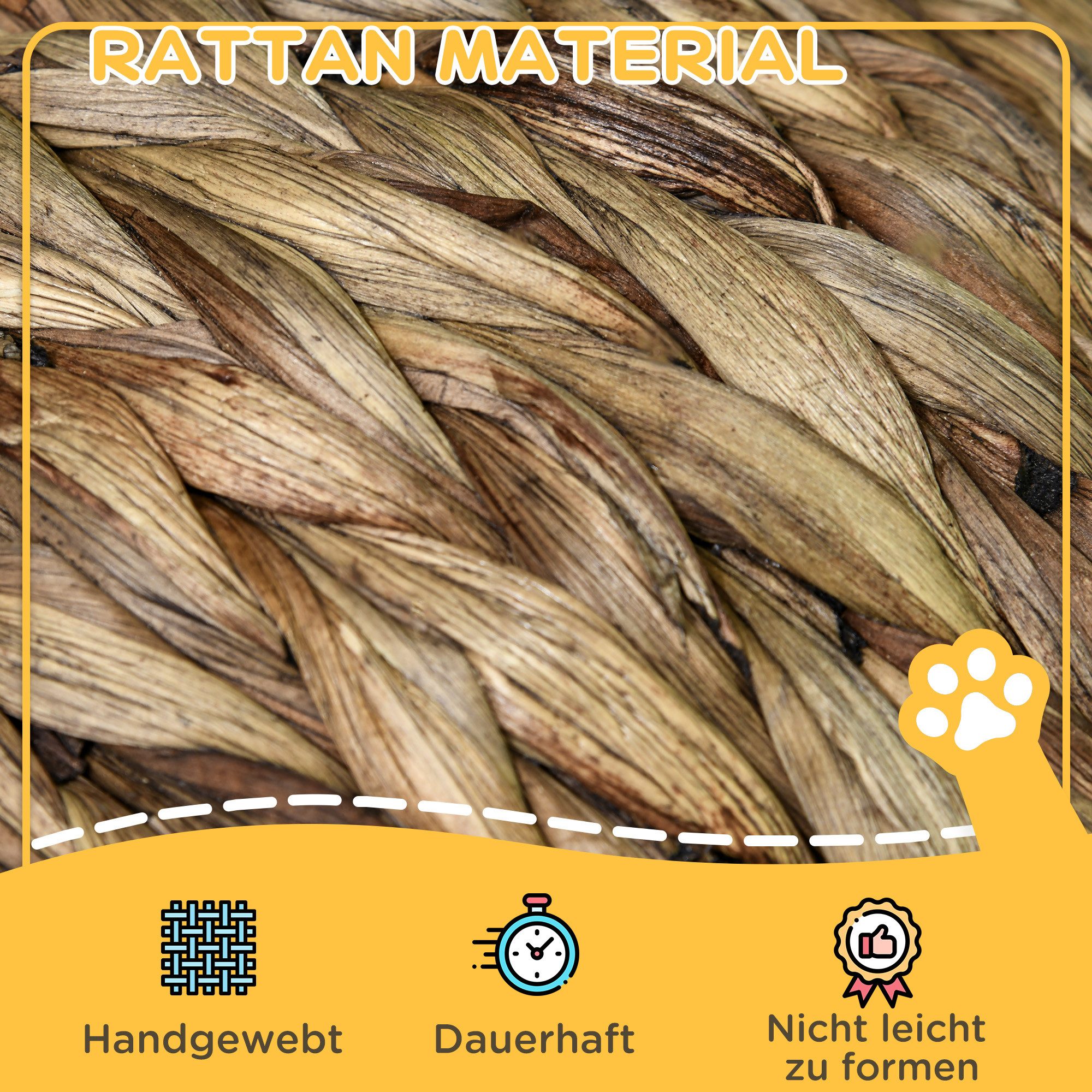 furnicato Katzenliege Rattan Katzenkorb Katzenhöhle Katzenhütte Katzenbett mit K, Rattan