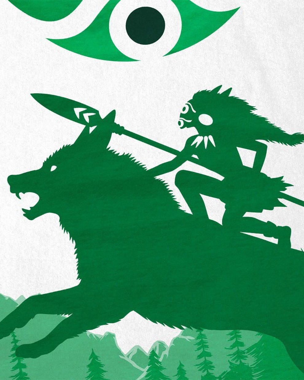 Hime grün style3 anime Kinder Print-Shirt wolf prinzessin T-Shirt Mononoke