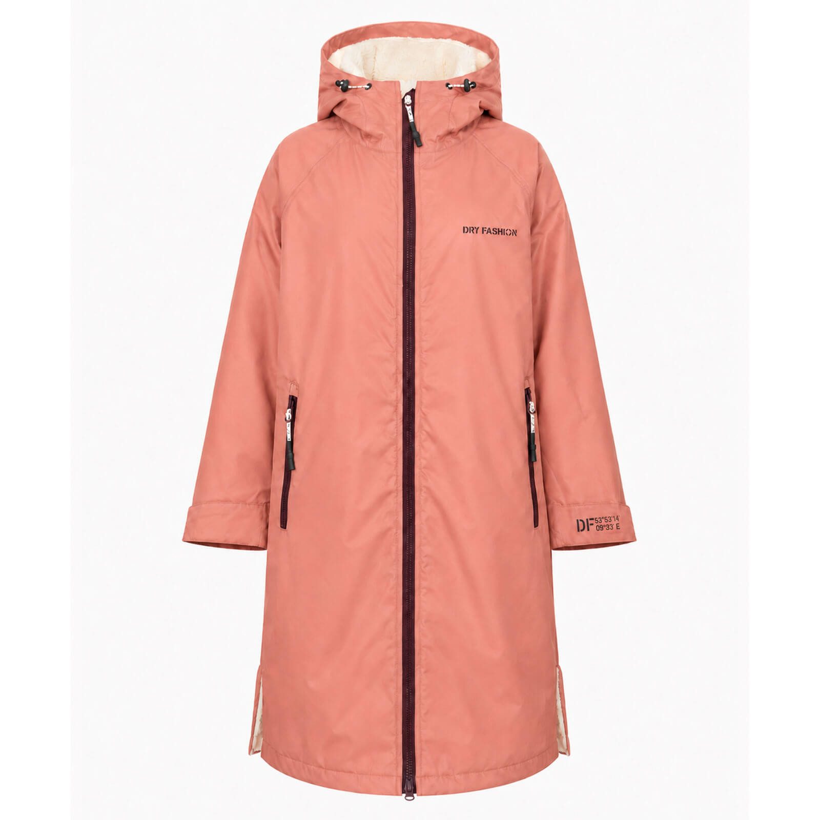 Dry Fashion Regenmantel Unisex Mantel Oversize Dry Buddy - Trockenmantel Umziehmantel Outdoor Wind- & waserdicht, Atmungsaktiv, Innenfleece, Kapuze, Reißverschluss