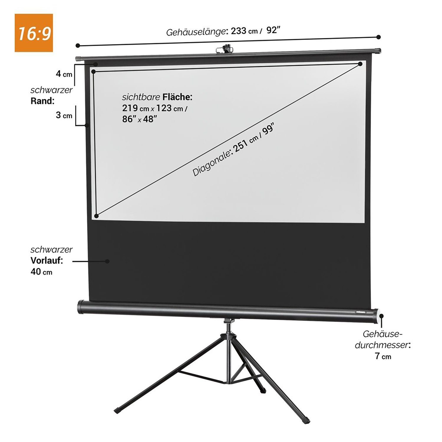 Celexon Economy Stativleinwand (schwarze Rückseite)