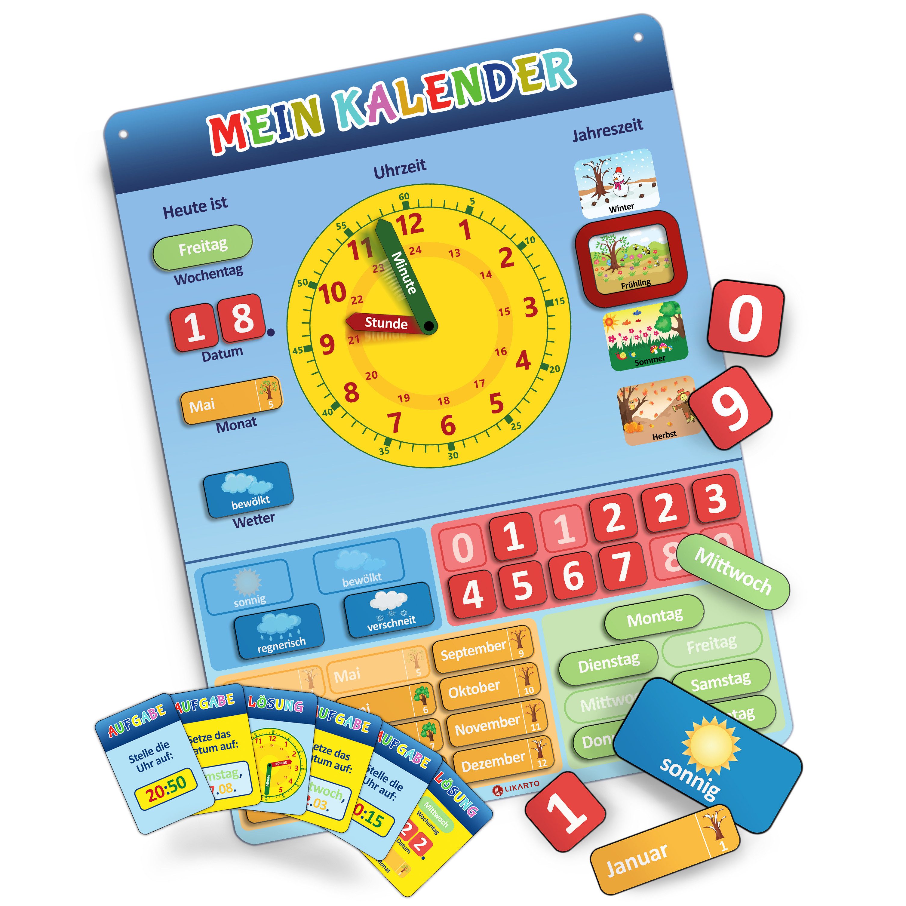 Likarto Lernspielzeug Lernuhr Kinder - Kalender für Kinder - Magnettafel in günstig online kaufen