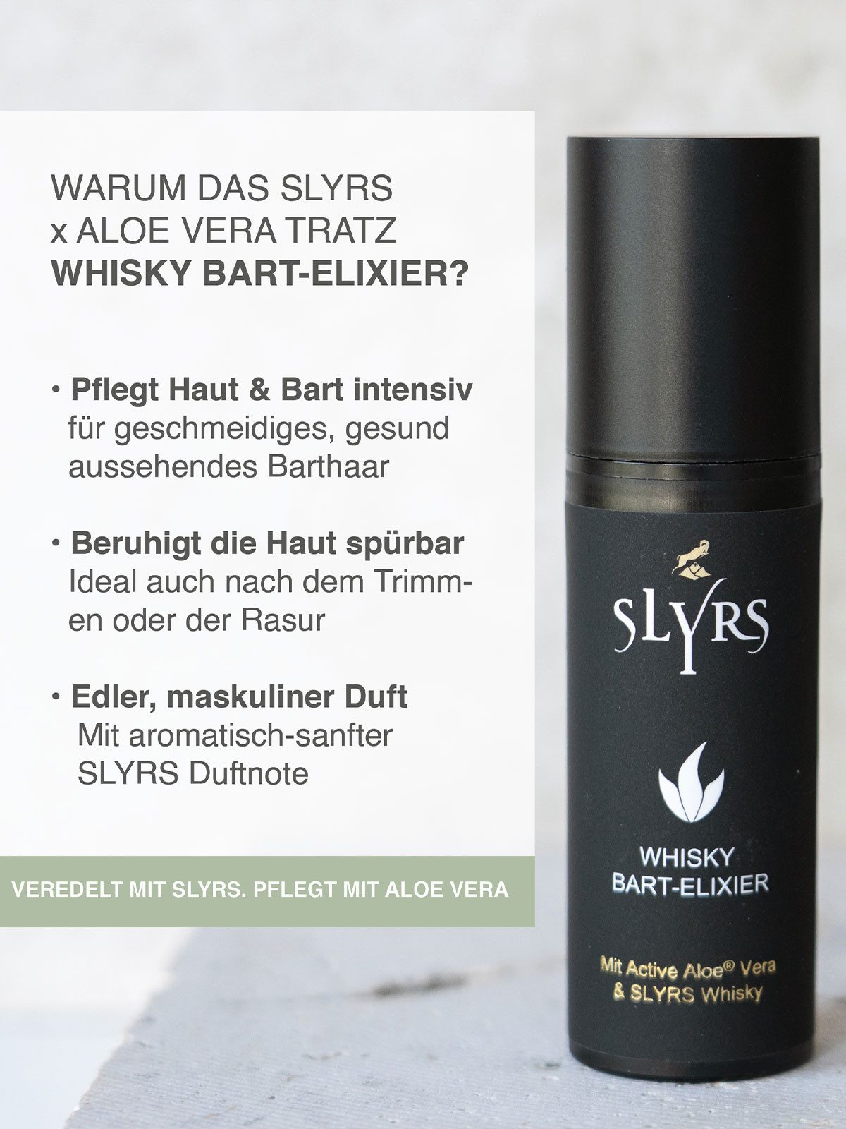 Aloe Vera Cosmetic Tratz Bartbalsam Slyrs x Aloe Vera Tratz Whisky Bart-Elixier, 1-tlg., mit echtem Whisky, Geschmeidigkeit, Glanz, schützt vor Rasurbrand