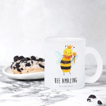 Mr. & Mrs. Panda Teeglas Biene König - Transparent - Geschenk, Teetasse, Wespe, Tasse mit Henk, Premium Glas, Liebevolles Design