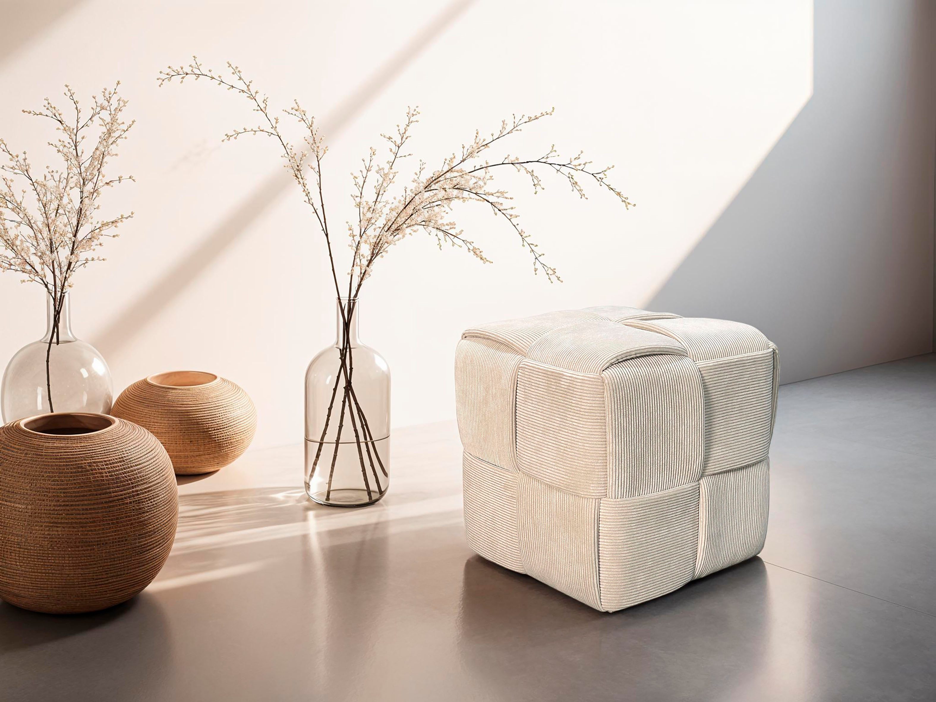 byLIVING Pouf URBAN, Bezug Cord in verschiedenen Farben, Schaumstoff