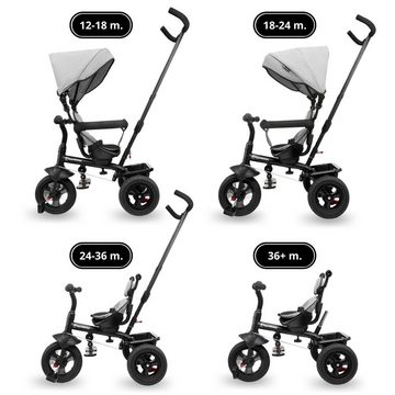 HyperMotion Dreirad Dreirad für Kinder 1-4 Jahre, TOBI FREY, Grau, drehbar, gepumpte Räder