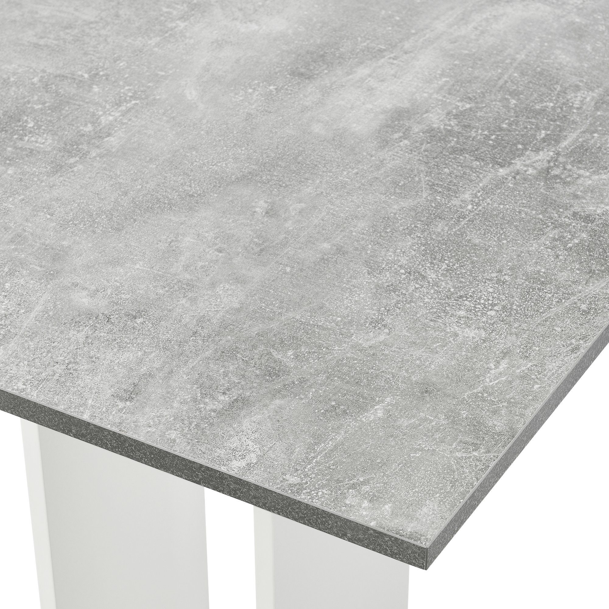 Küchentisch, en.casa weiß »Lindesnes« Säulentisch betonfarben beton-weiß - quadratisch 65x65x78cm