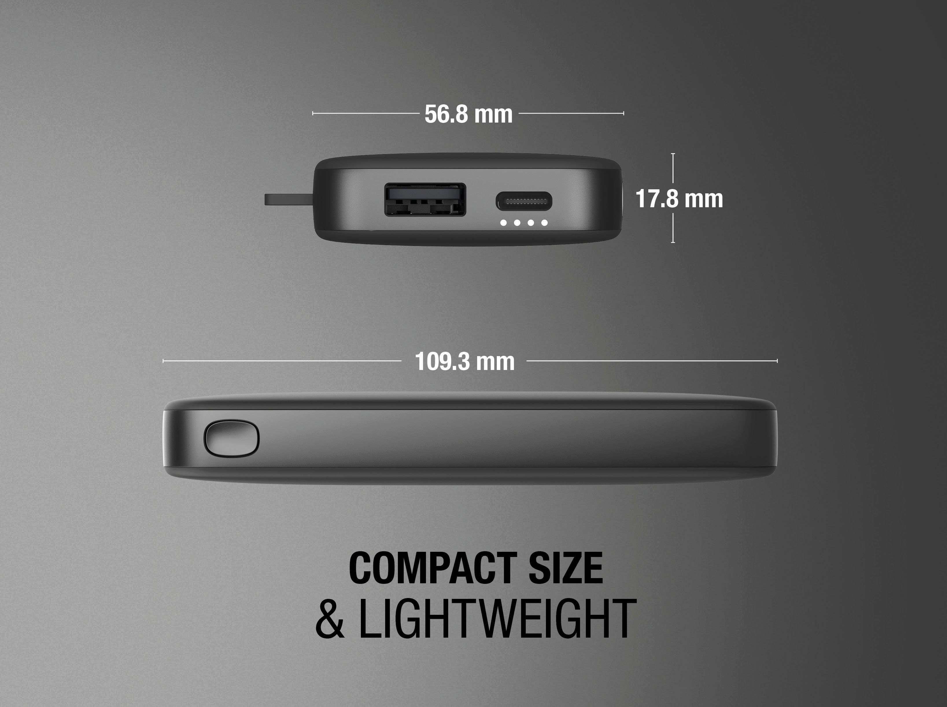 6000mAh (5 Fresh´n Rebel Pack Fast V) grau Charge mit Powerbank USB-C, Power