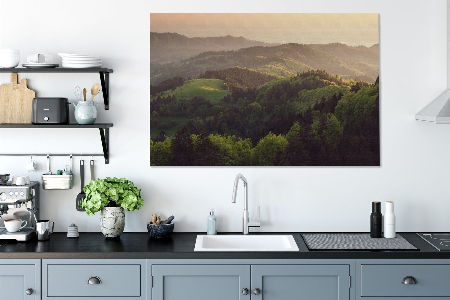 Wohnbereiche, cm Schwarzwald Sonnenuntergang Gemälde, Wandbild Europa, deutschen großes, OneMillionCanvasses® (1 alle für St), Leinwandbild im XXL, 120x80 in