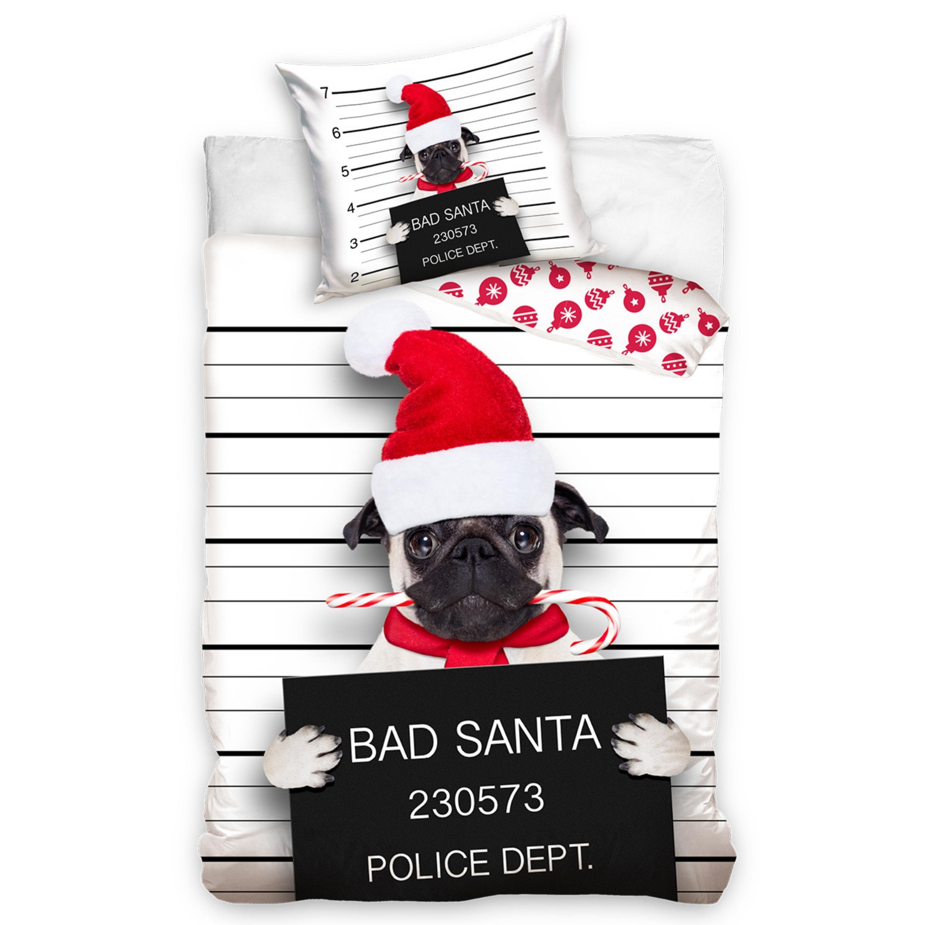 MTOnlinehandel Bettwäsche Bad Santa 135x200 + 80x80 cm 2 tlg., 100 % Baumwo günstig online kaufen
