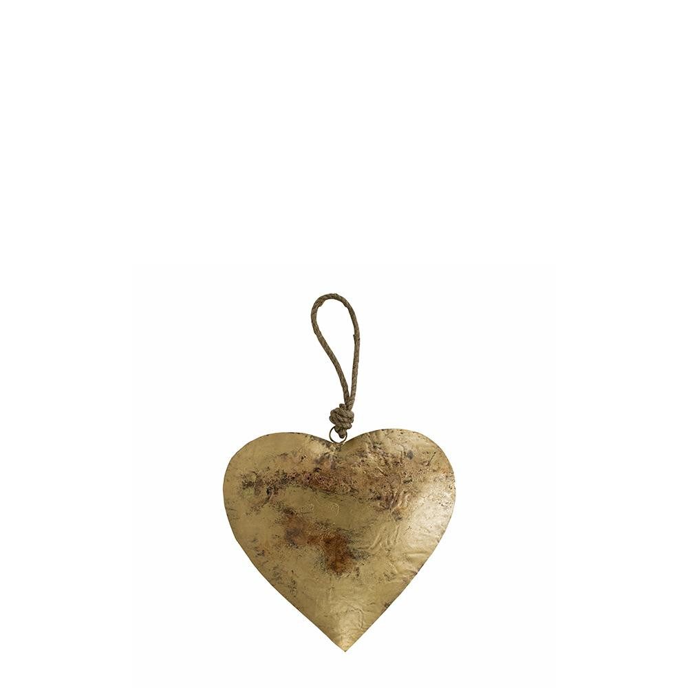 INNA-Glas Dekohänger Deko Hänger Herz DORANA, aus Metall, Aufhängeseil, gold, Ø10cm