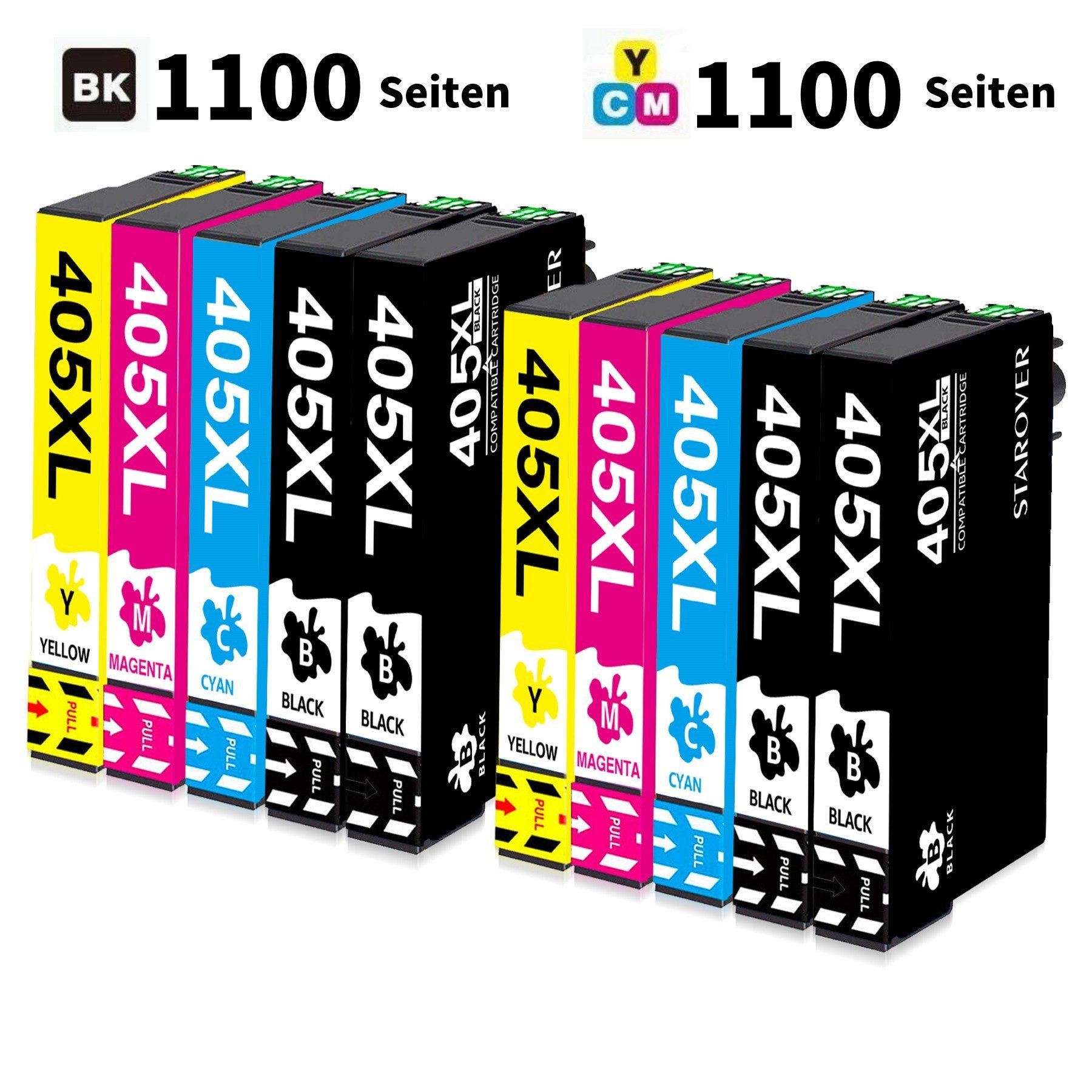 STAROVER 4er/5er/8er/10er 405XL Druckerpatronen für EPSON 405 XL Multipack Tintenpatrone (WorkForce Pro WF-7310DTW WF-7830DTWF WF-7835DTWF WF-7840DTWF WF-3820DWF, WF-3825DWF WF-4820DWF WF-4825DWF WF-4830DTWF)