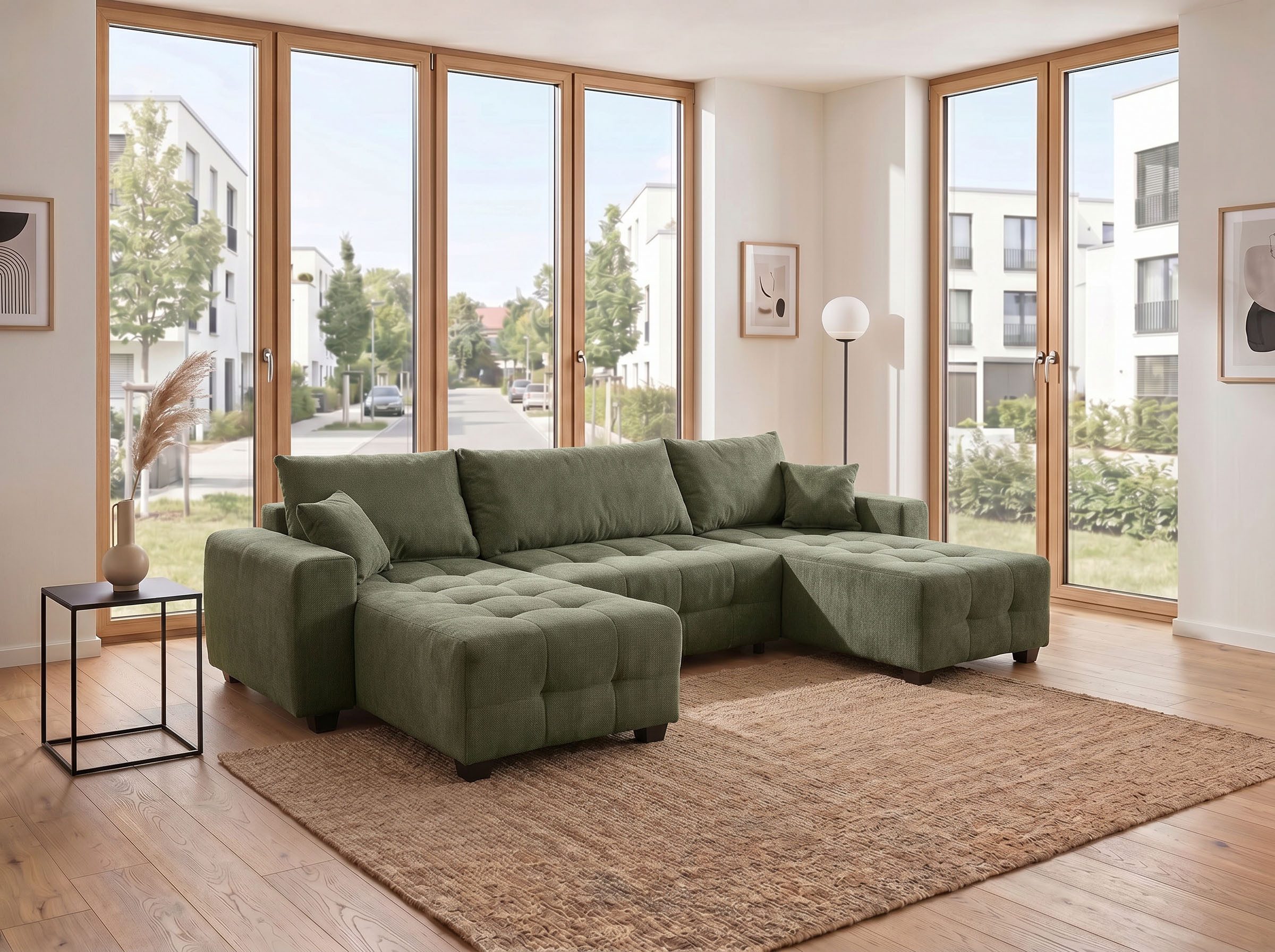 OTTO home Wohnlandschaft Bella U-Form, B: 314 cm, inkl. Schlaffunktion, auch in Cord, inkl. Bettkasten, Bonellfederkern, extra große Liegefläche: 269x135cm