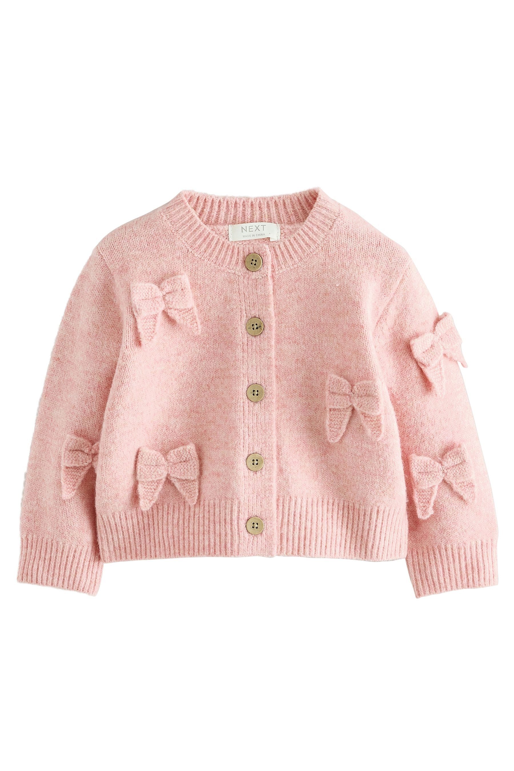 Next Strickjacke Bestickte Strickjacke mit Schleife (1-tlg)