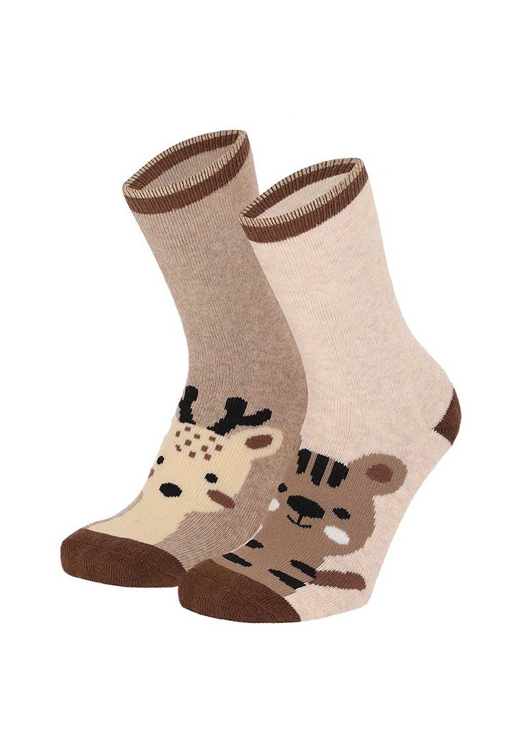 ABS-Socken Mädchen Stoppersocken 2er Pack rutschfest Tier Motiv