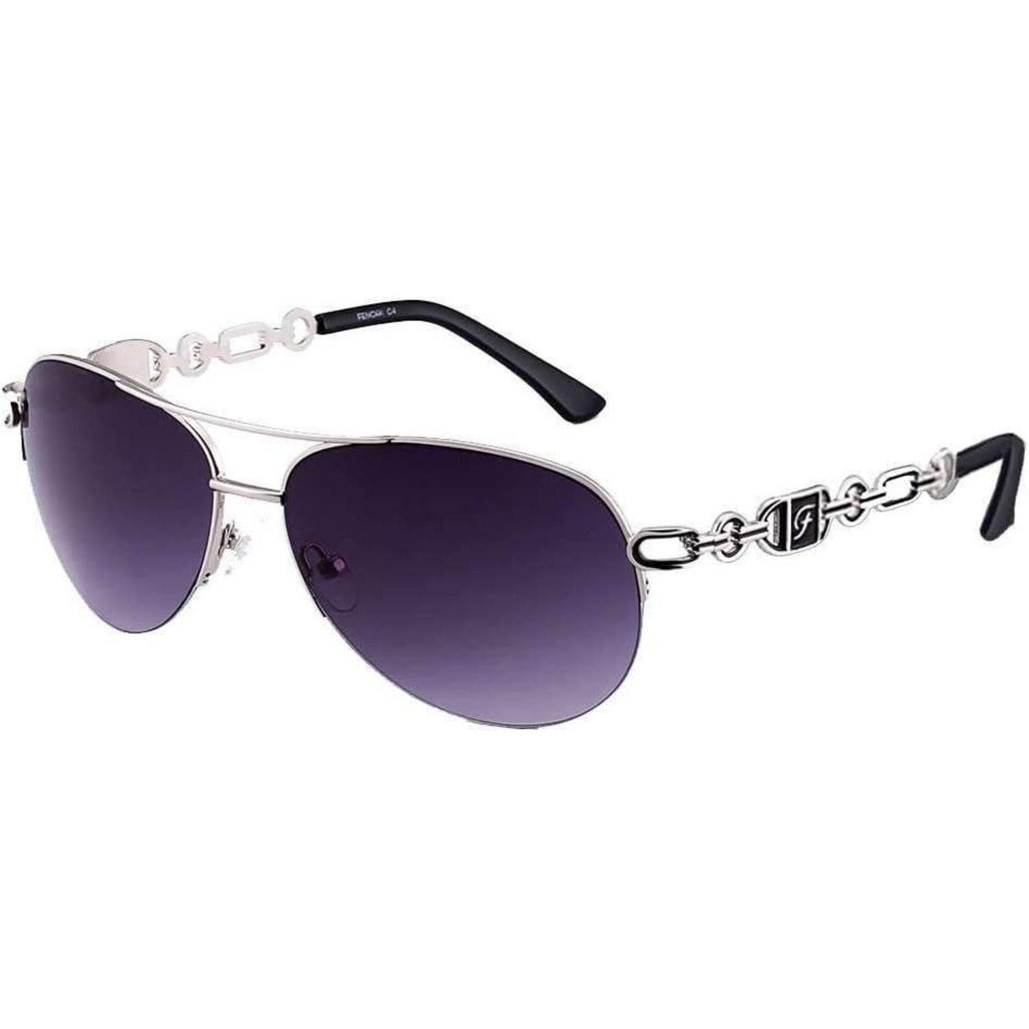 LuxusKollektion Pilotenbrille Sonnenbrille Damen UV400 Gestell Silber Gläser Grau Verlaufend