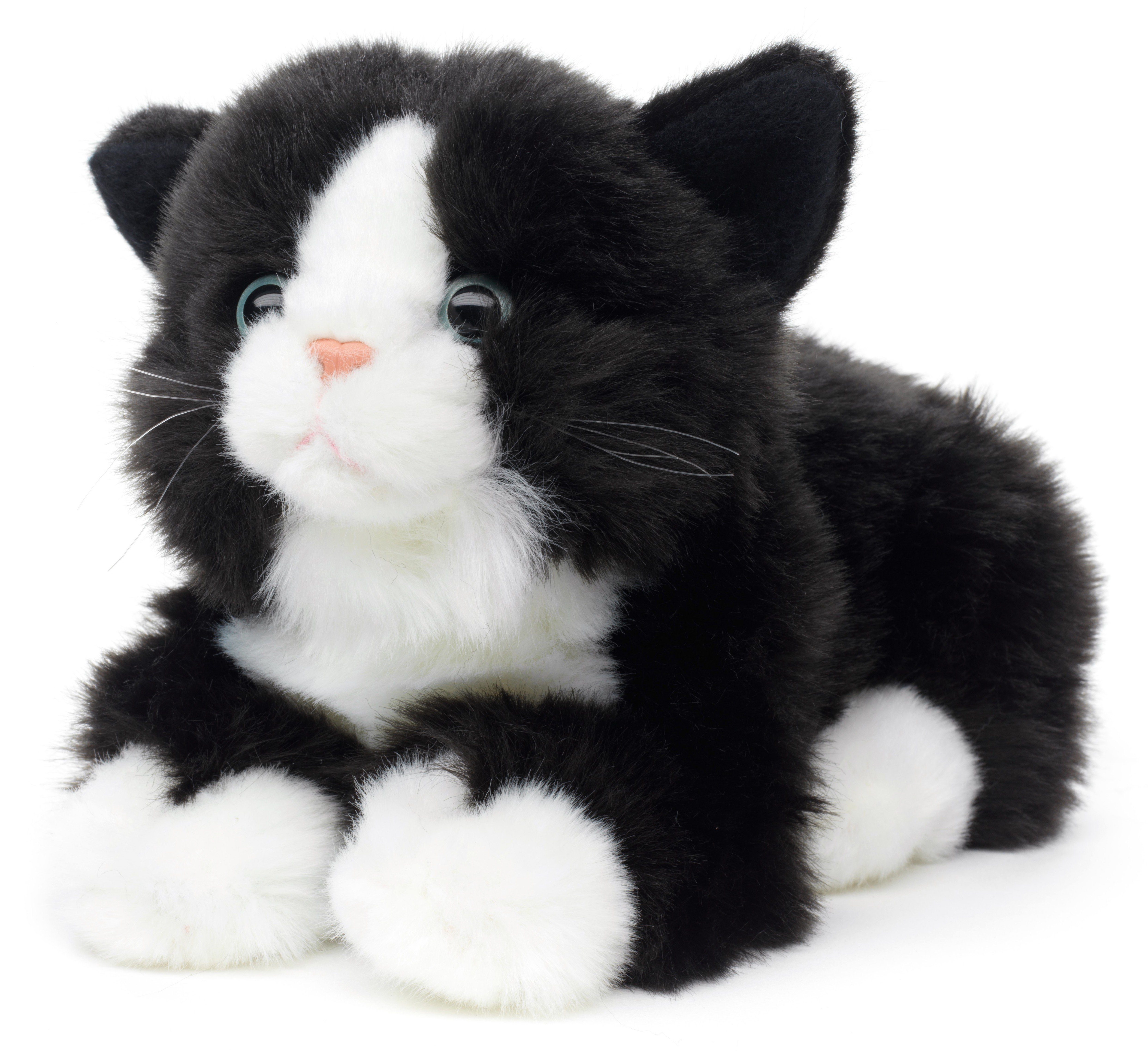 Uni-Toys Kuscheltier Katze, liegend - versch. Fellfarben - Länge 20 cm - Plüsch, Plüschtier, zu 100 % recyceltes Füllmaterial